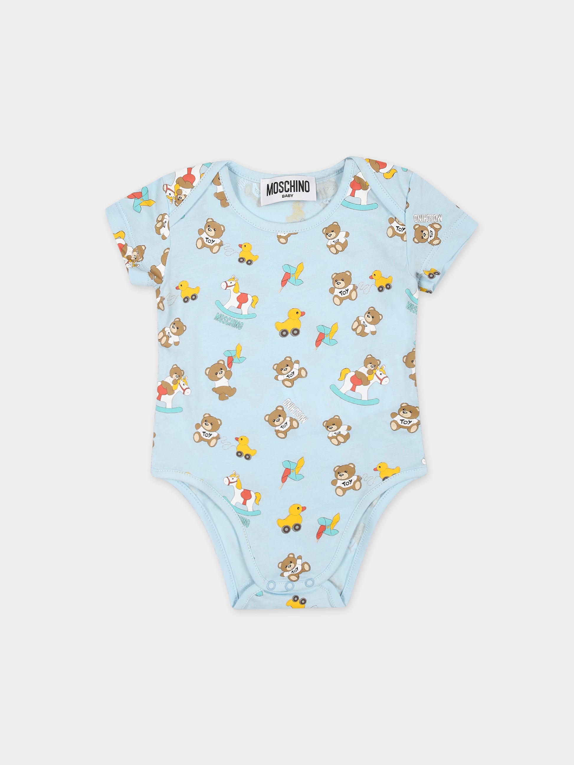 Set celeste per neonato con Teddy Bear,Moschino Kids,M7Y017 LAB92 83537