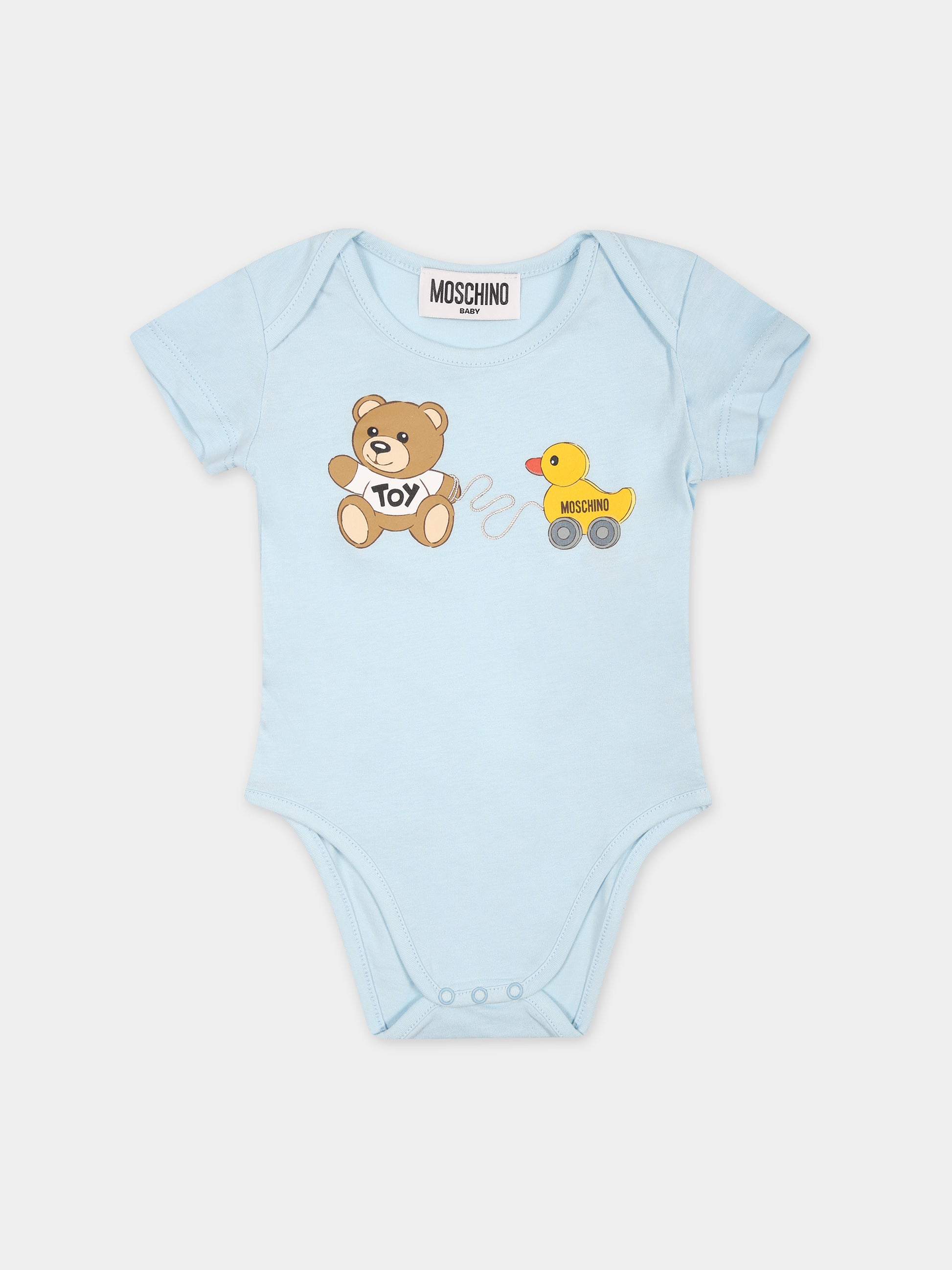 Set celeste per neonato con Teddy Bear,Moschino Kids,M7Y017 LAB92 83537
