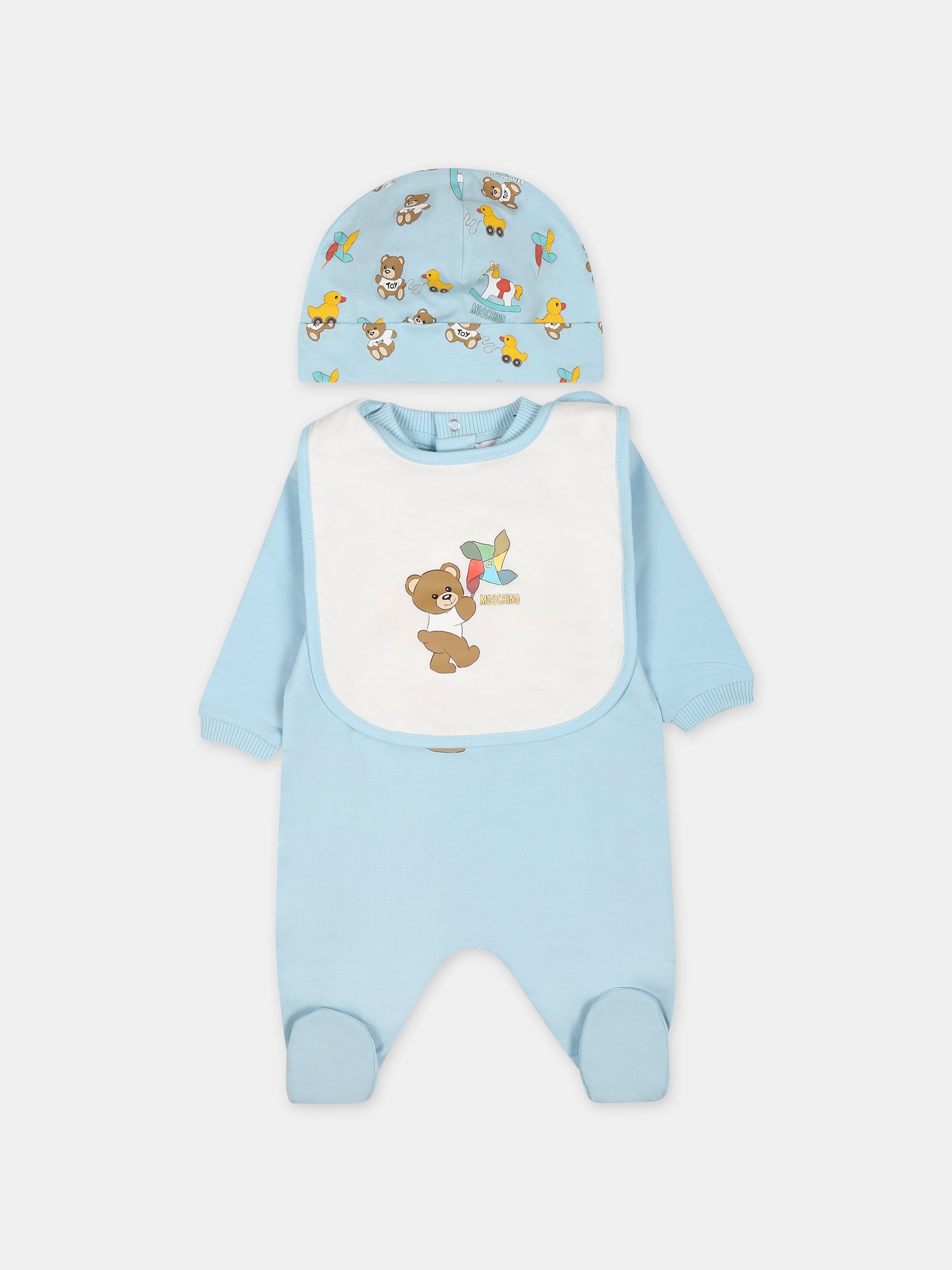 Set celeste per neonato con Teddy Bear,Moschino Kids,MNY03I LCA19 40304