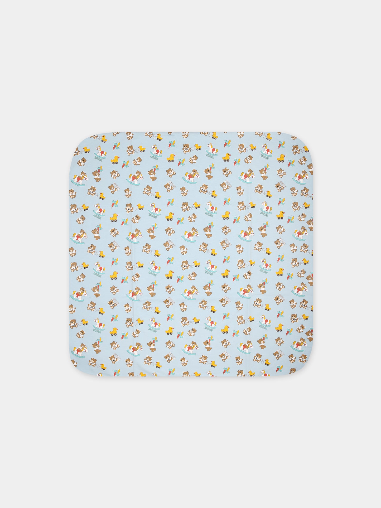 Coperta celeste per neonato con fantasia all-over,Moschino Kids,M7B005 LCB50 83537