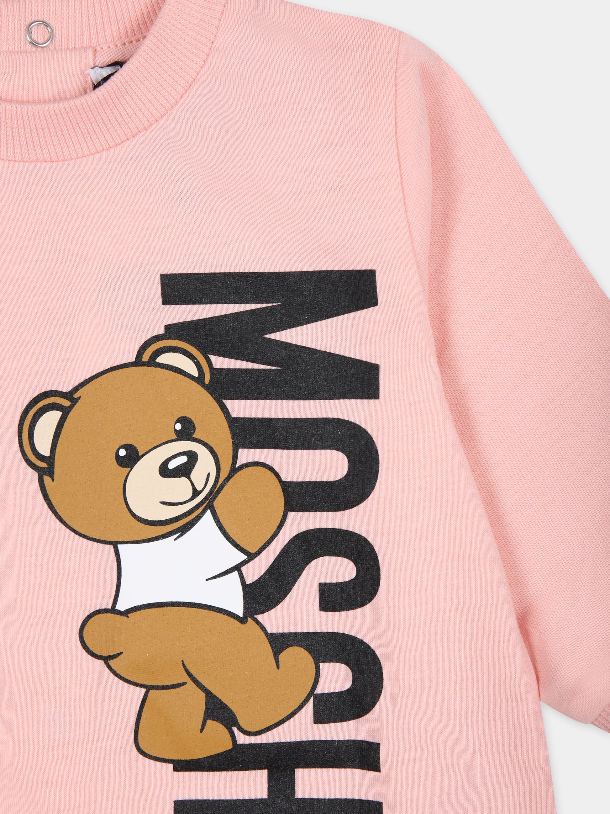 Set rosa per neonata con Teddy Bear,Moschino Kids,MUY05Z LAA17 50209
