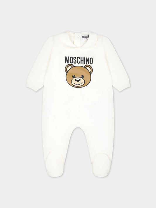 Tutina bianco per neonati con Teddy Bear,Moschino Kids,MUY06P LCA19 10063