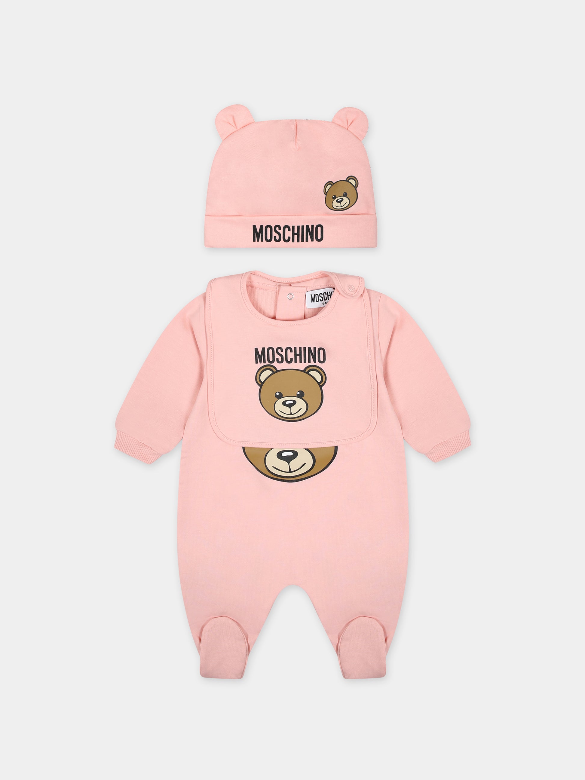 Set rosa per neonata con Teddy Bear,Moschino Kids,MUY067 LCA19 50209