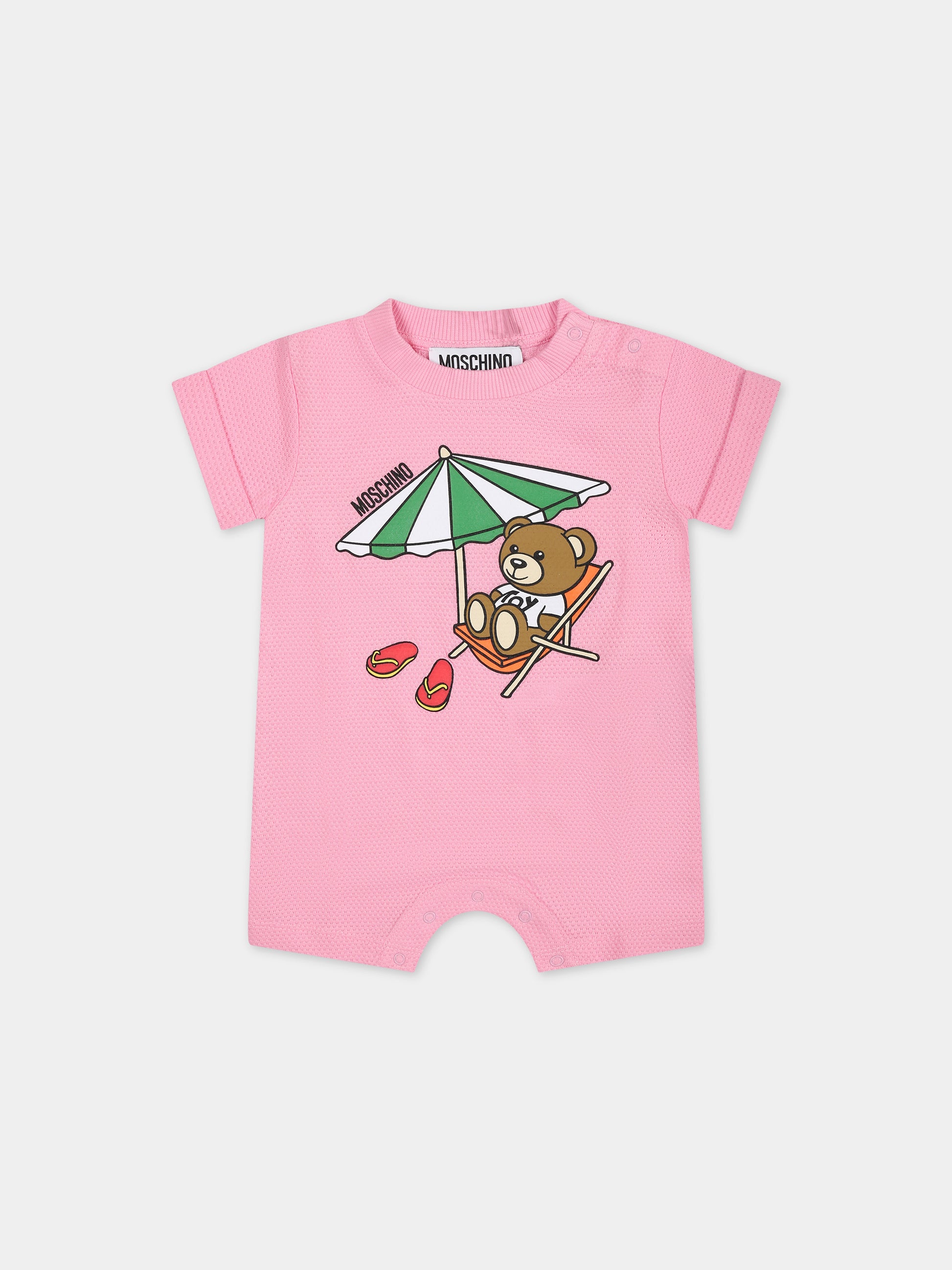 Pagliaccetto rosa per neonata con Teddy Bear,Moschino Kids,MUY061 LIA20 50206