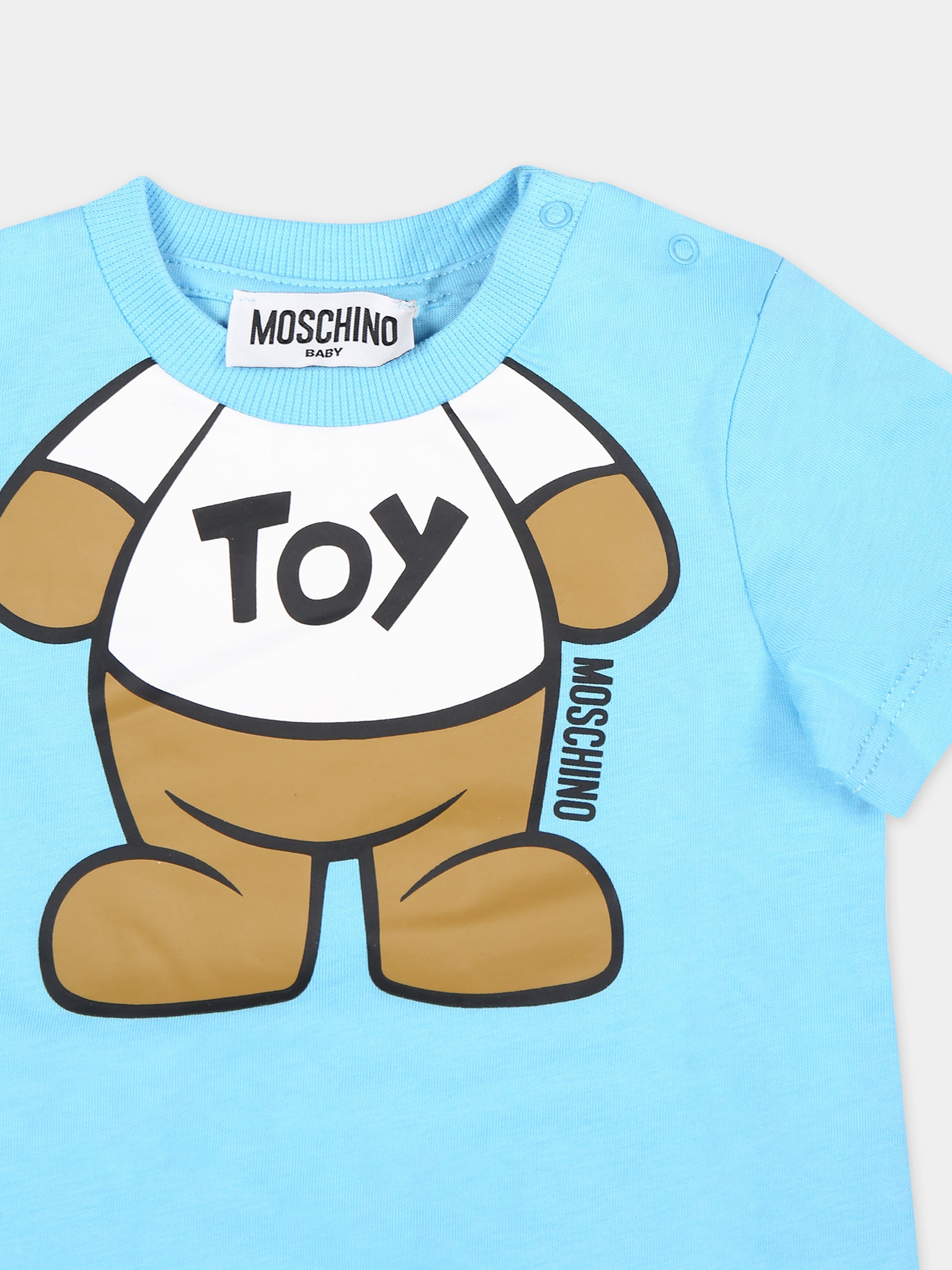 Pagliaccetto azzurro per neonato con Teddy Bear,Moschino Kids,MNY022 LAA33 40538