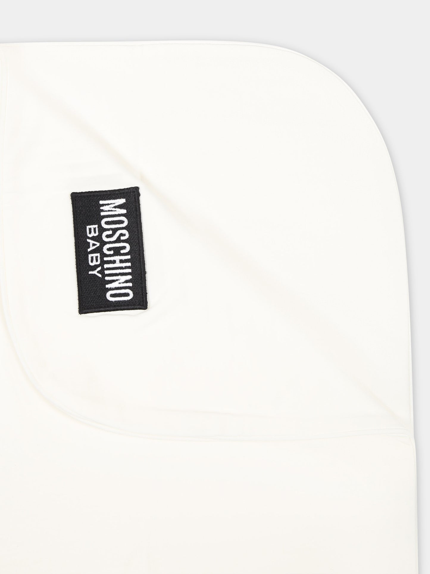 Coperta avorio per neonati con Teddy Bear e logo,Moschino Kids,M6B005 LCA19 10063