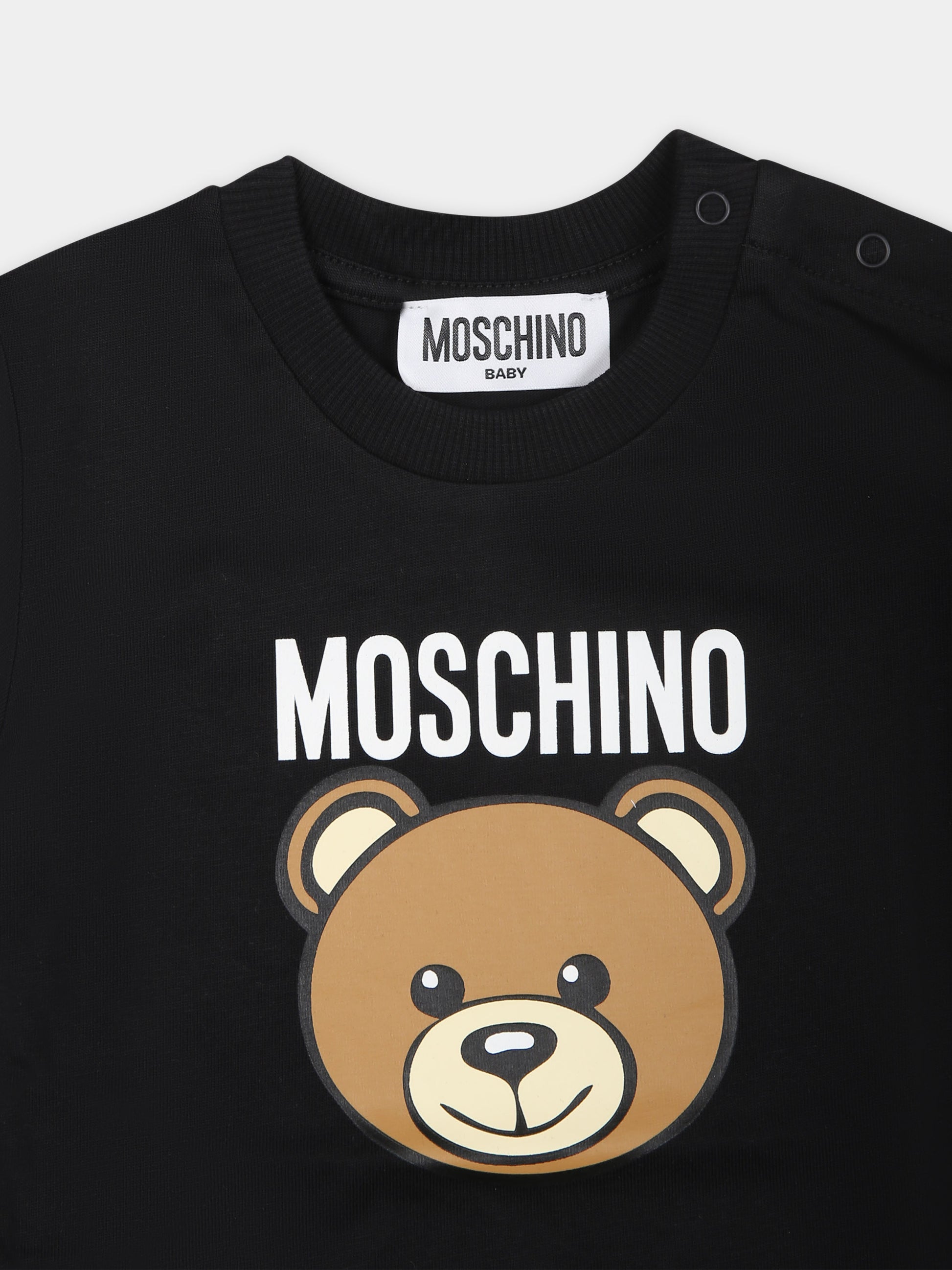 T-shirt nera per neonati con Teddy Bear,Moschino Kids,MUM03Y LAA02 60100