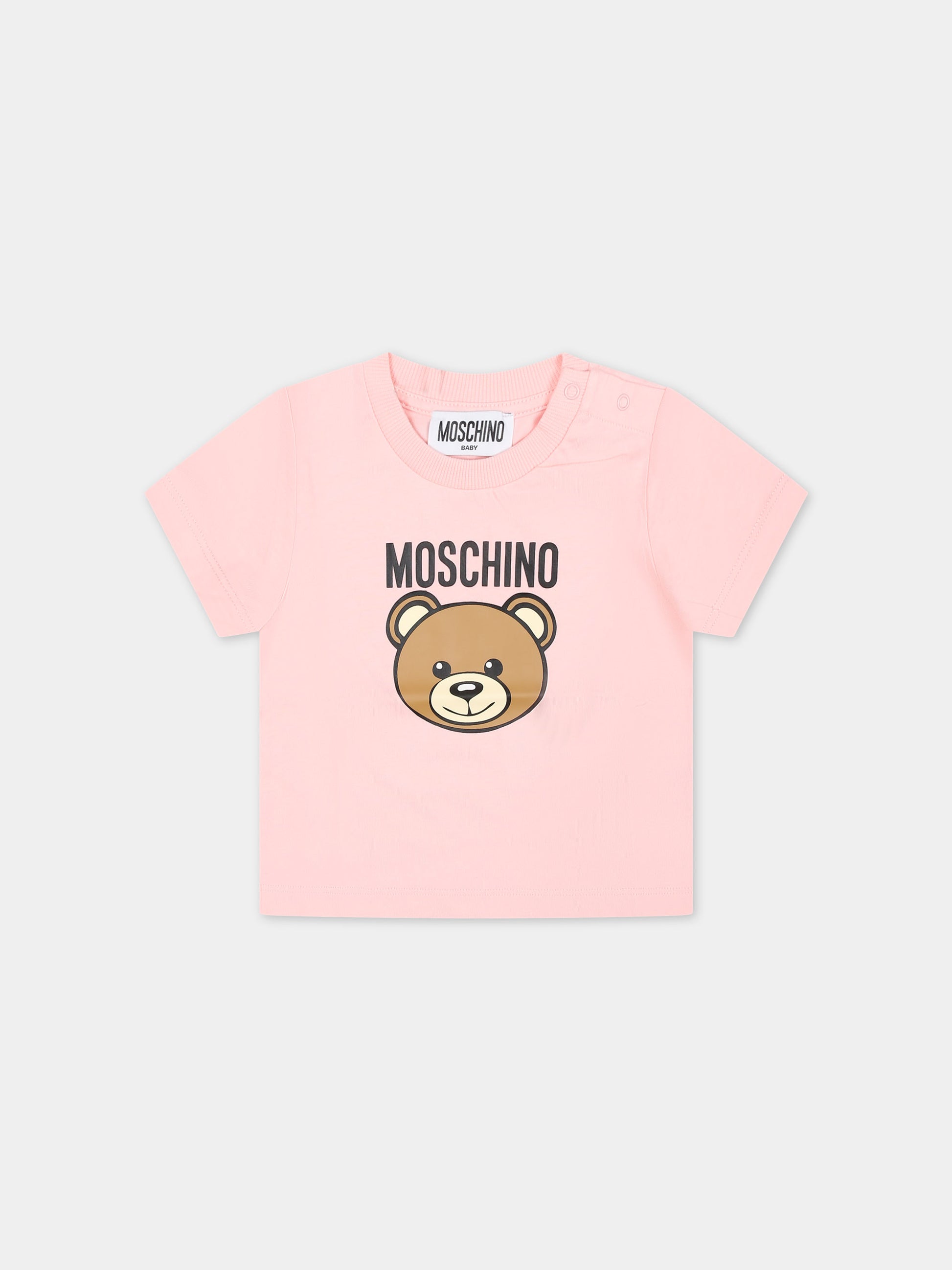 T-shirt rosa per neonata con Teddy Bear,Moschino Kids,MUM03Y LAA02 50209