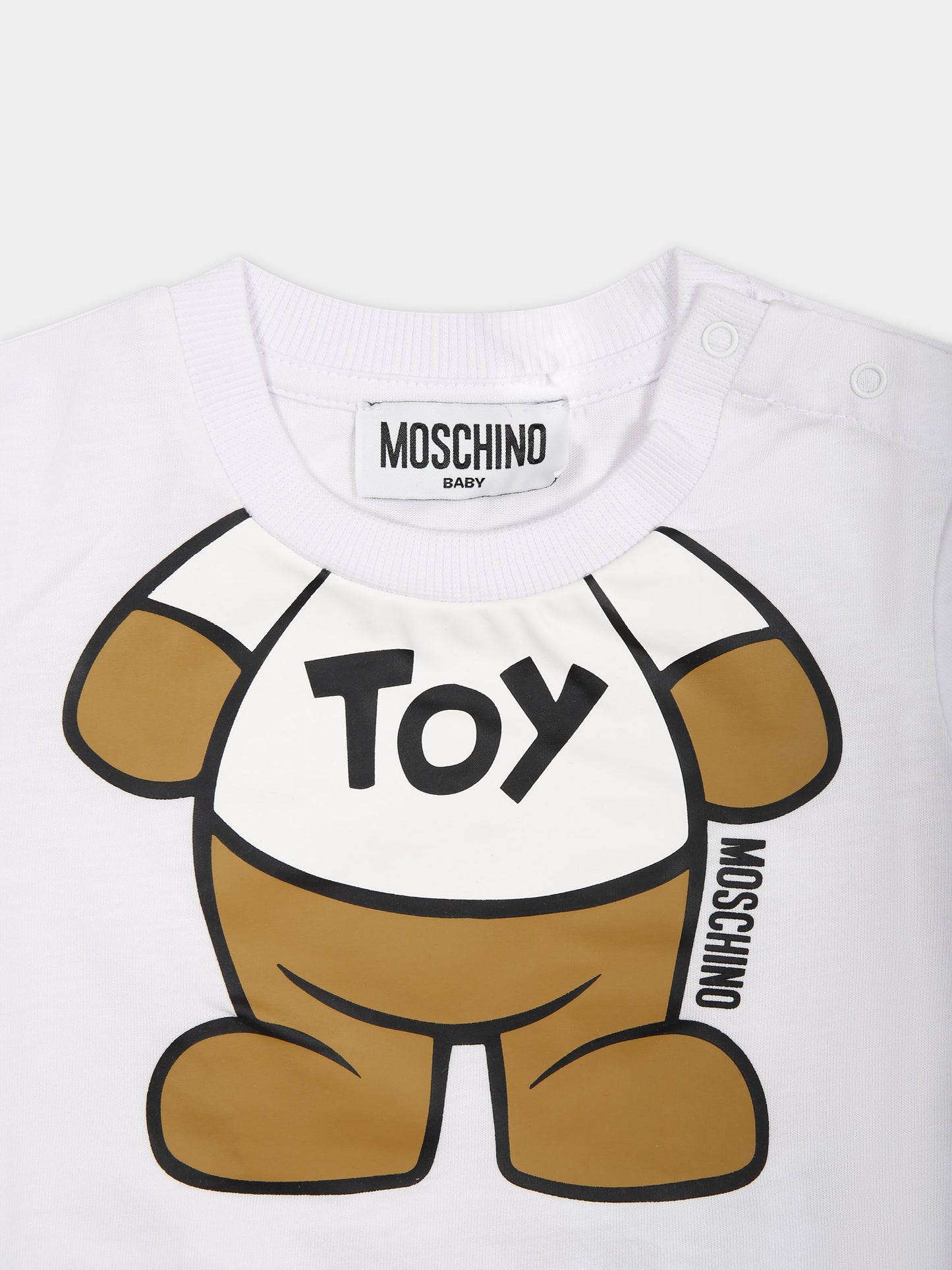 T-shirt bianca per neonati con Teddy Bear,Moschino Kids,MYM032 LAA33 10101