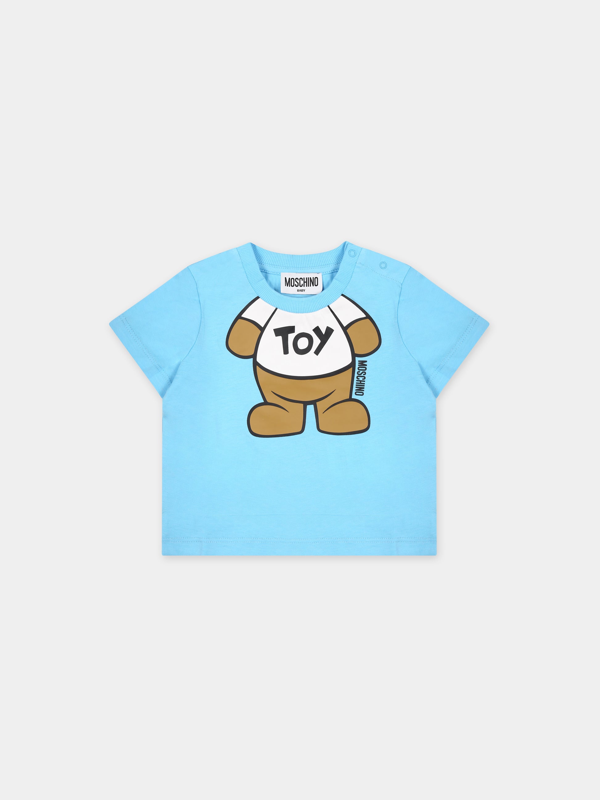 T-shirt celeste per neonato con Teddy Bear,Moschino Kids,MYM032 LAA33 40538