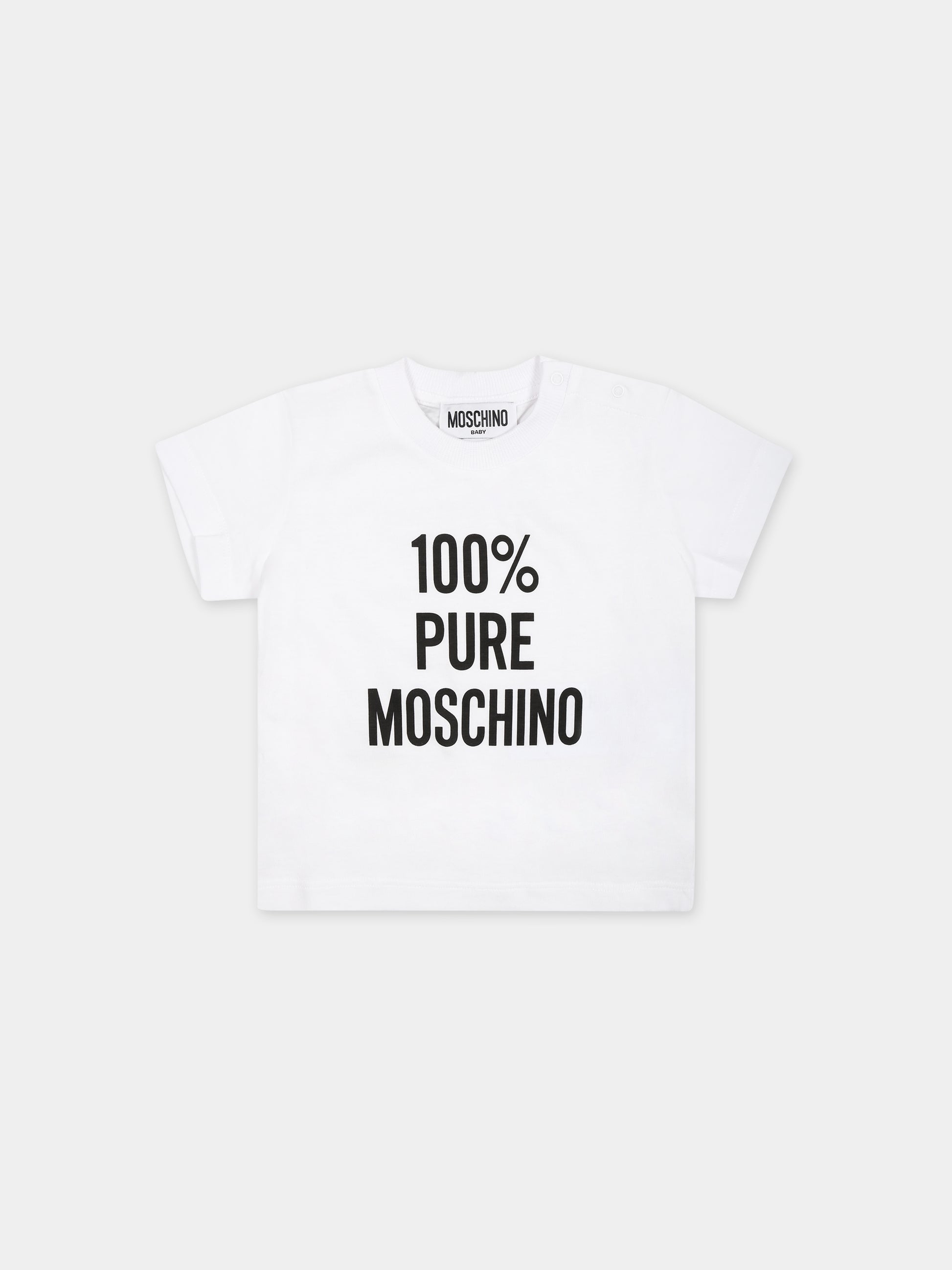 T-shirt bianca per neonati con stampa,Moschino Kids,MUM03Z LAA01 10101