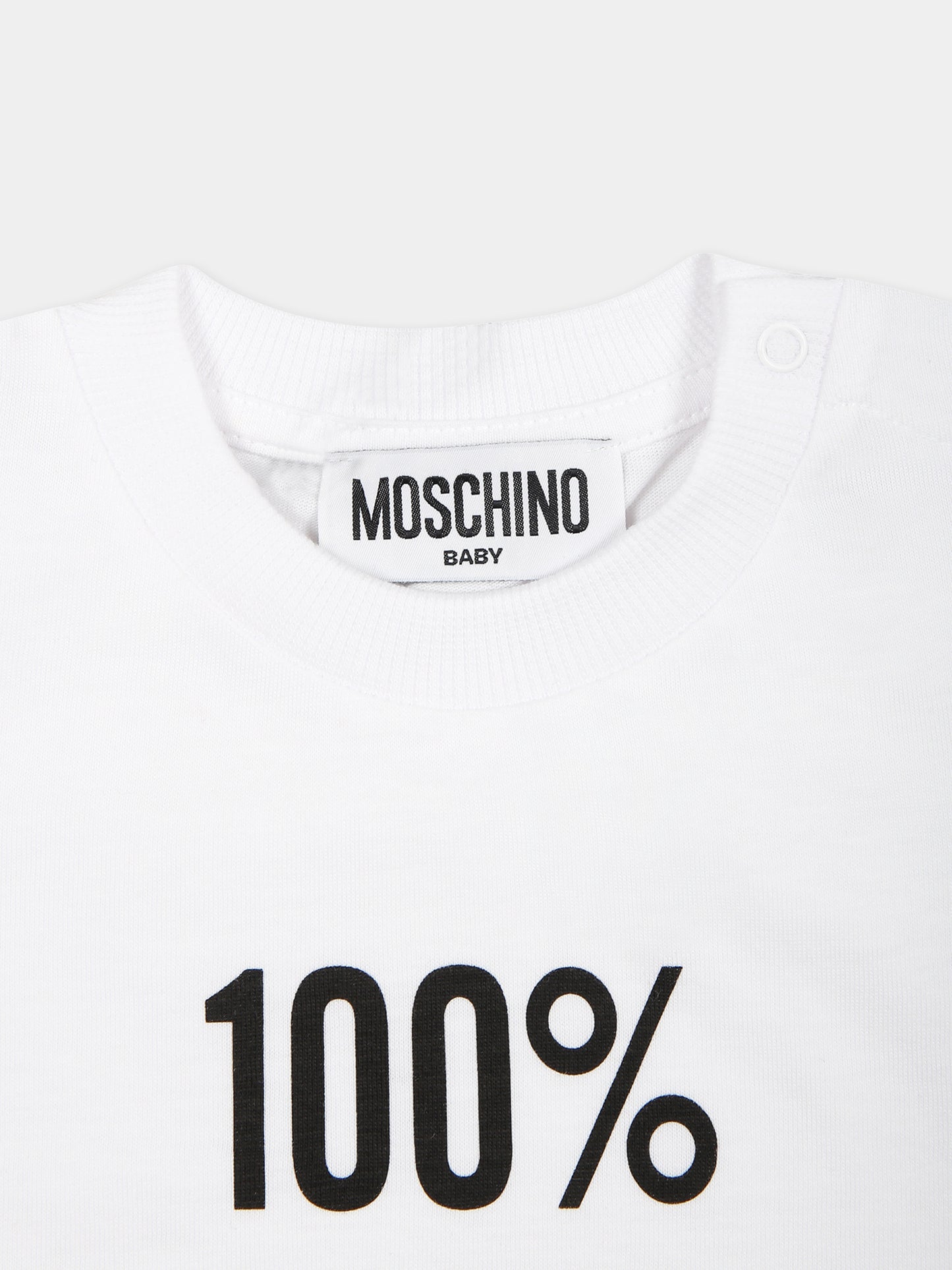 T-shirt bianca per neonati con stampa,Moschino Kids,MUM03Z LAA01 10101