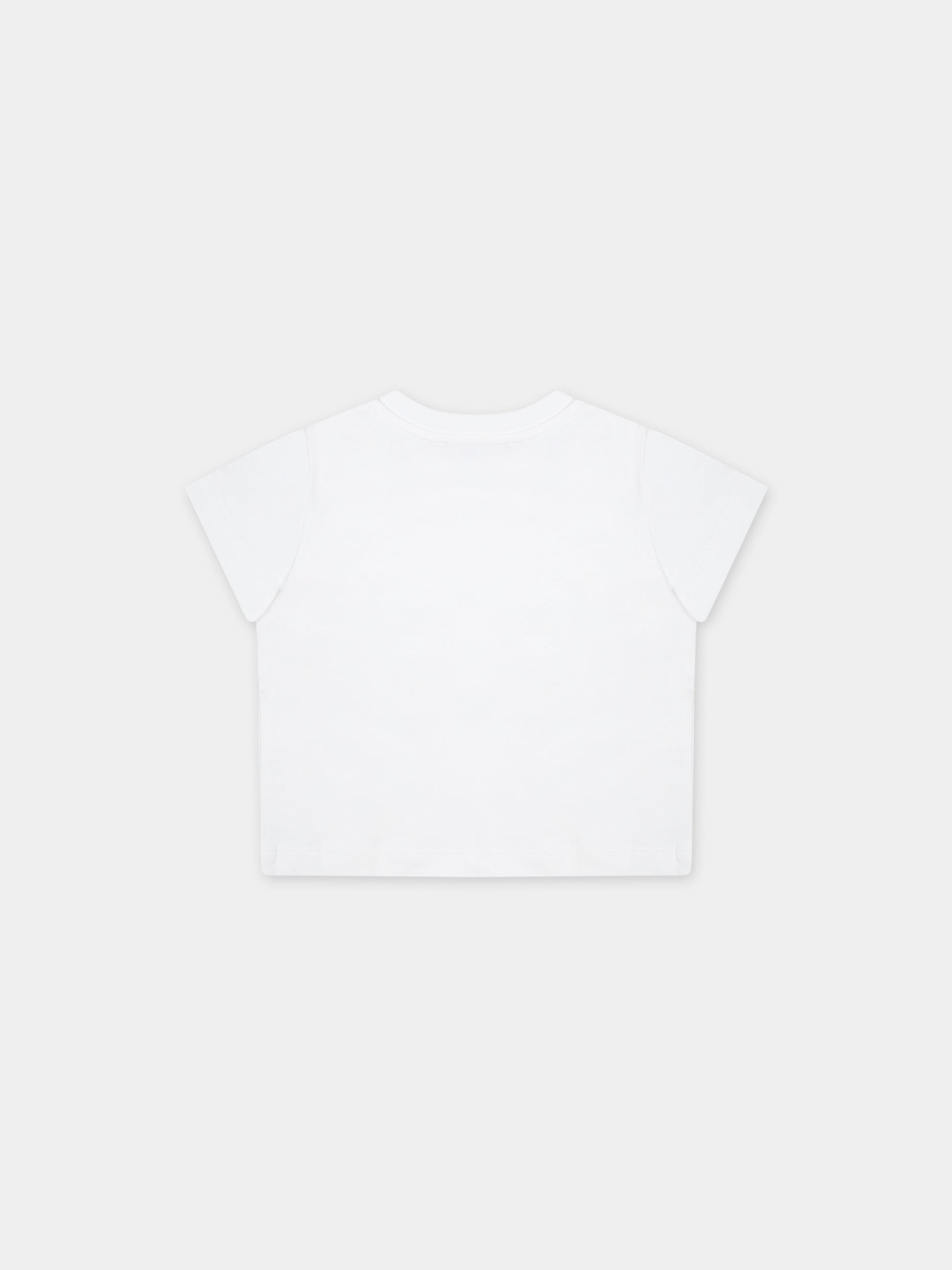 T-shirt bianca per neonati con logo,Moschino Kids,MUM03U LAA23 10101