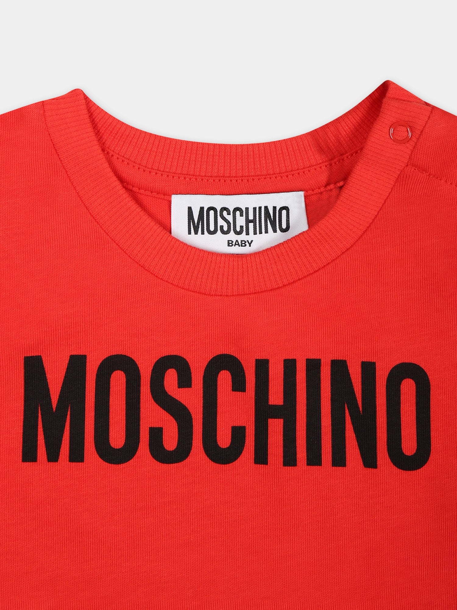 T-shirt rossa per neonati con logo,Moschino Kids,MUM03U LAA23 50109