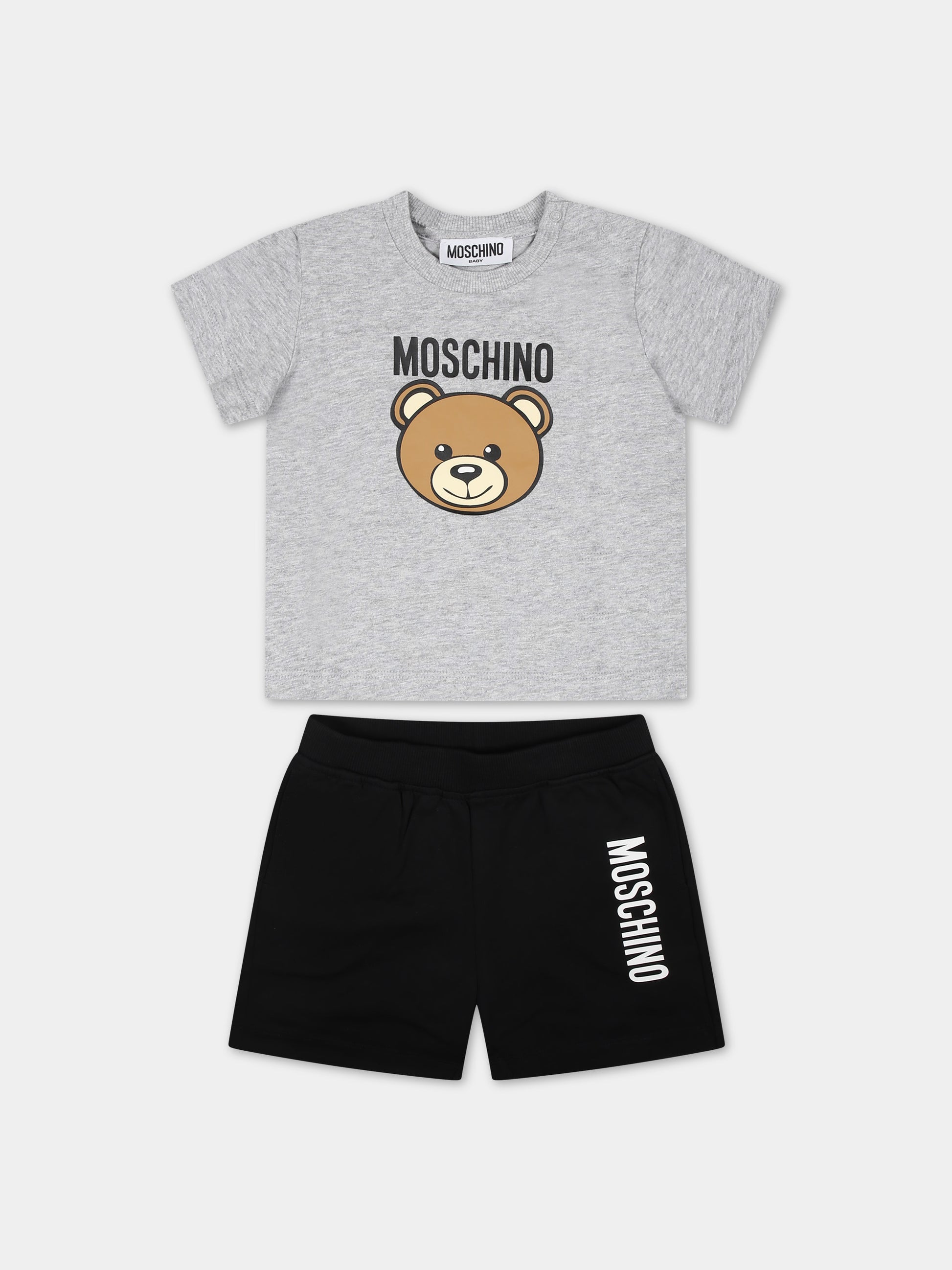 Completo multicolor per neonato con Teddy Bear e logo,Moschino Kids,MRG00M LAA02 82200