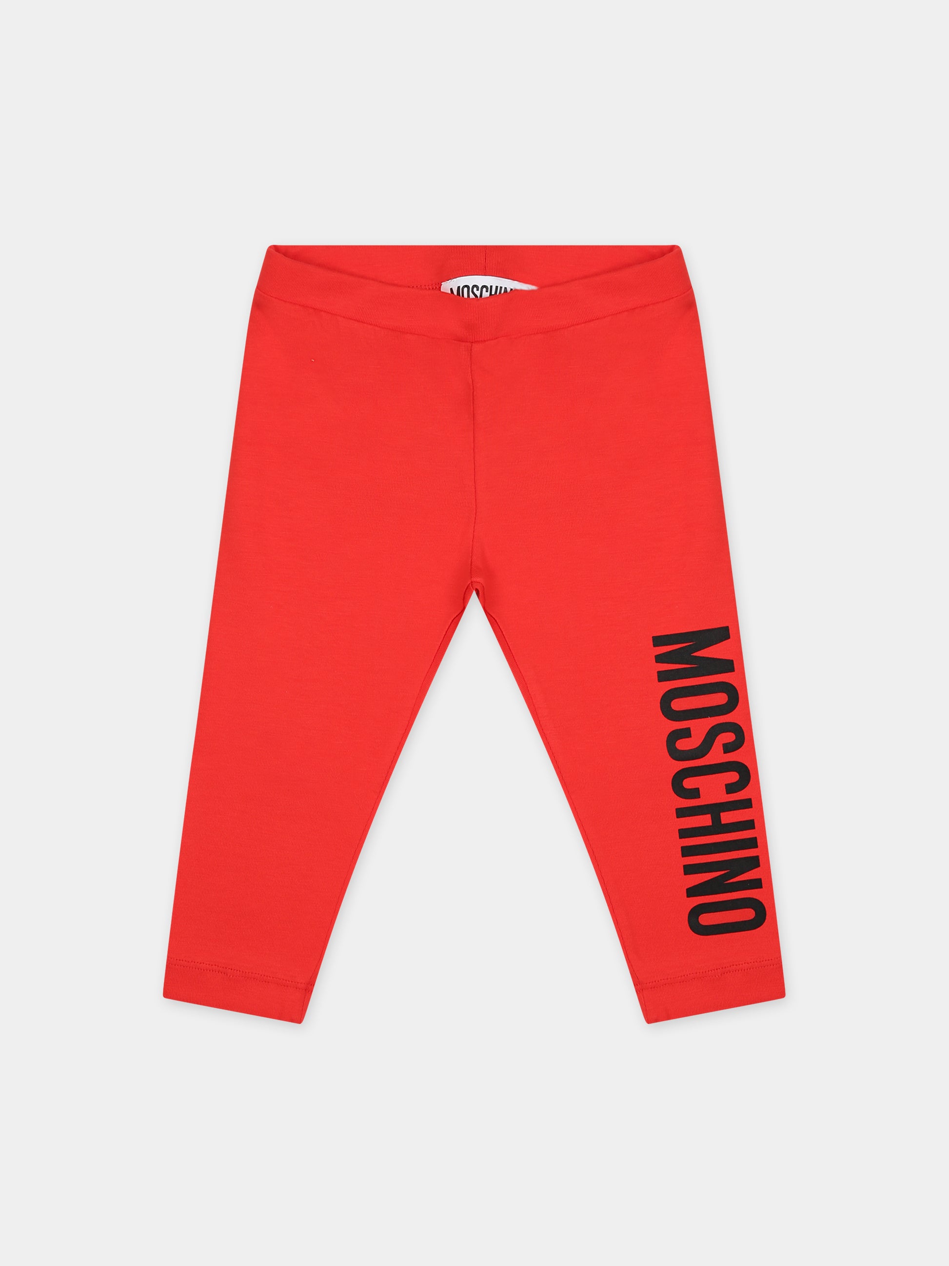 Leggings rosso per neonata con logo,Moschino Kids,MAP032 LBA00 50109