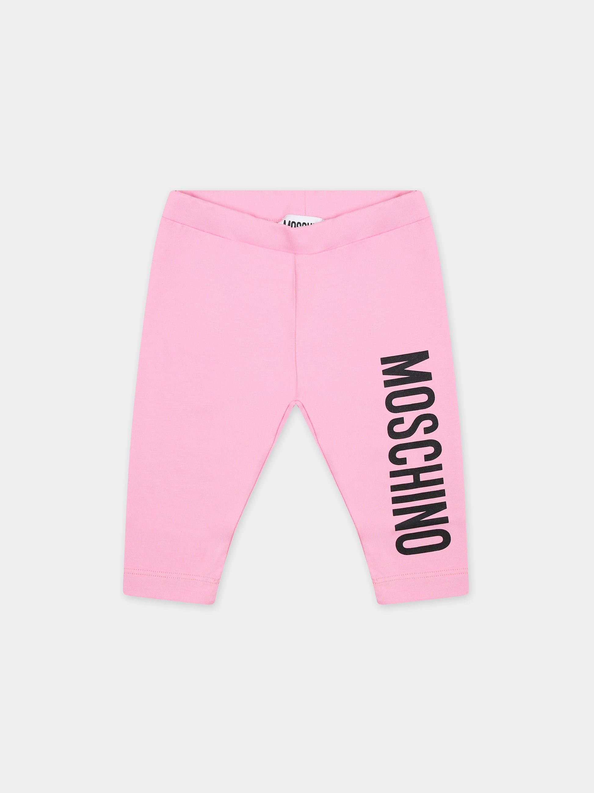 Leggings rosa per neonata con logo,Moschino Kids,MAP032 LBA00 50206