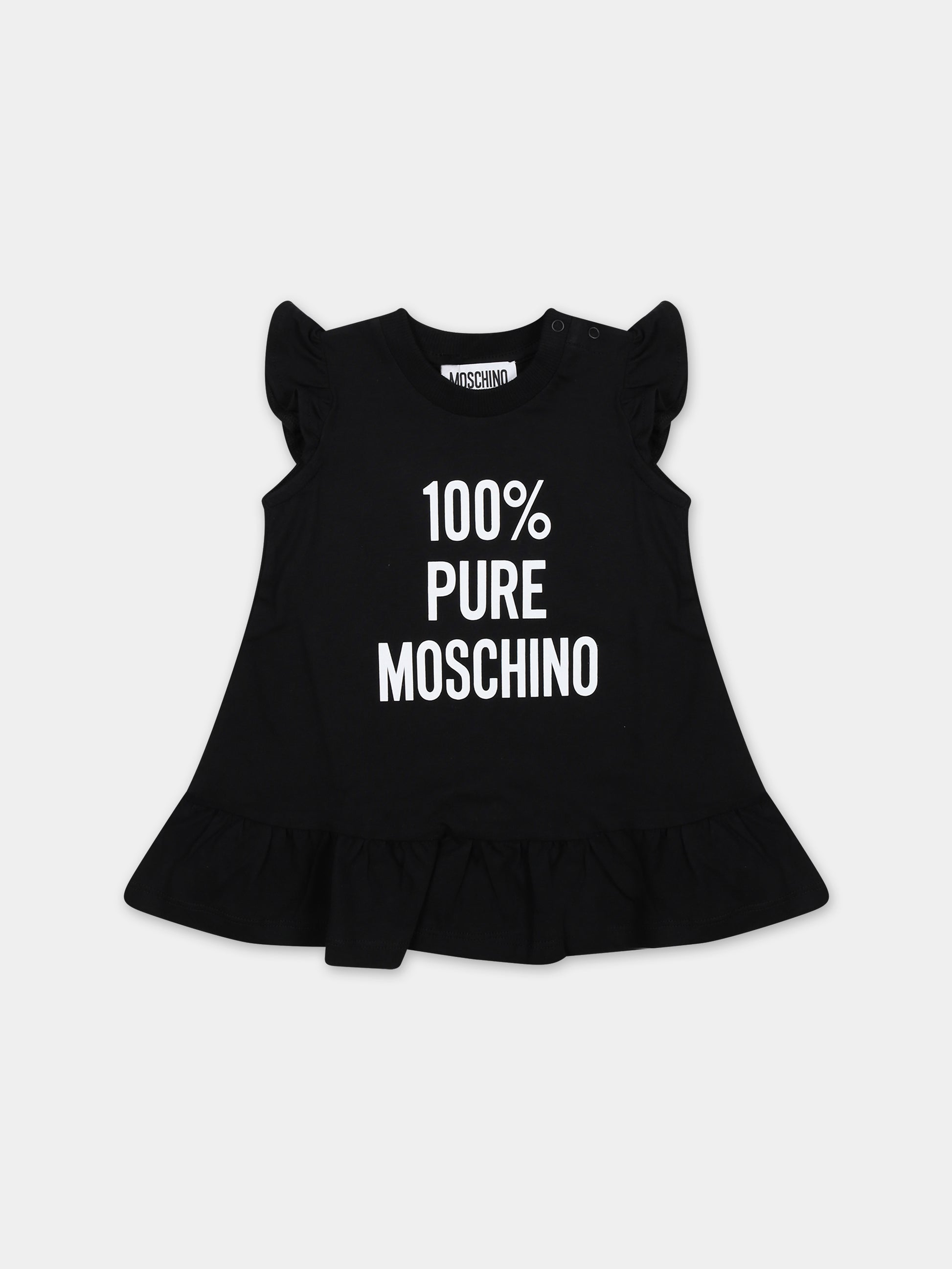 Vestito nero per neonata con stampa,Moschino Kids,MDV0BA LAA01 60100
