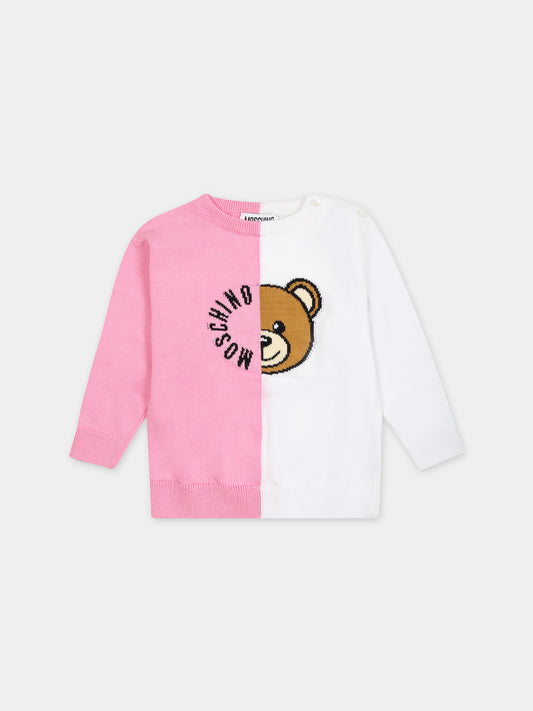 Maglione multicolor per neonata con Teddy Bear,Moschino Kids,MVW00J LHE62 50206