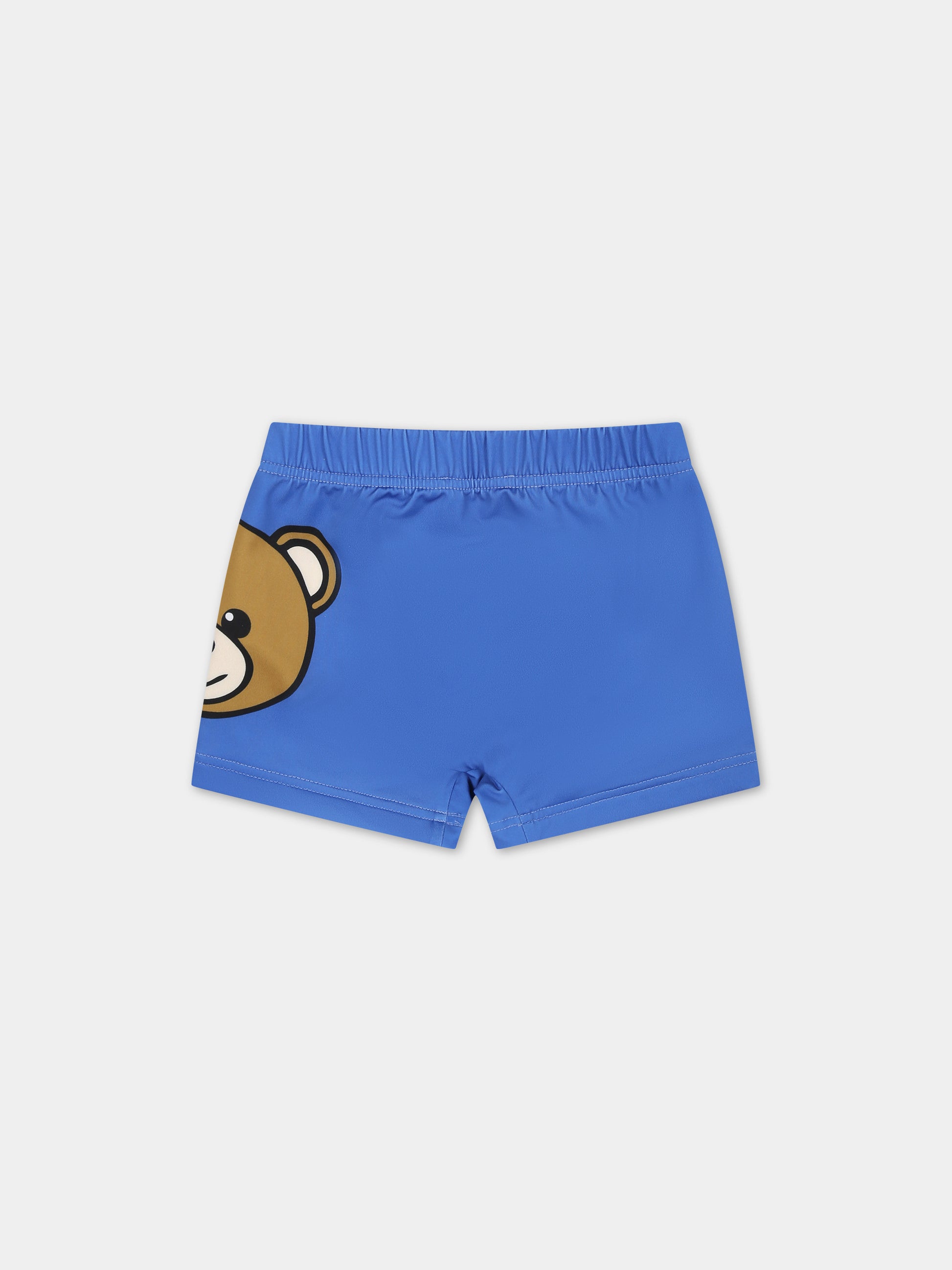 Boxer mare azzurro per neonato con Teddy Bear e logo,Moschino Kids,MWL006 LKA00 40289