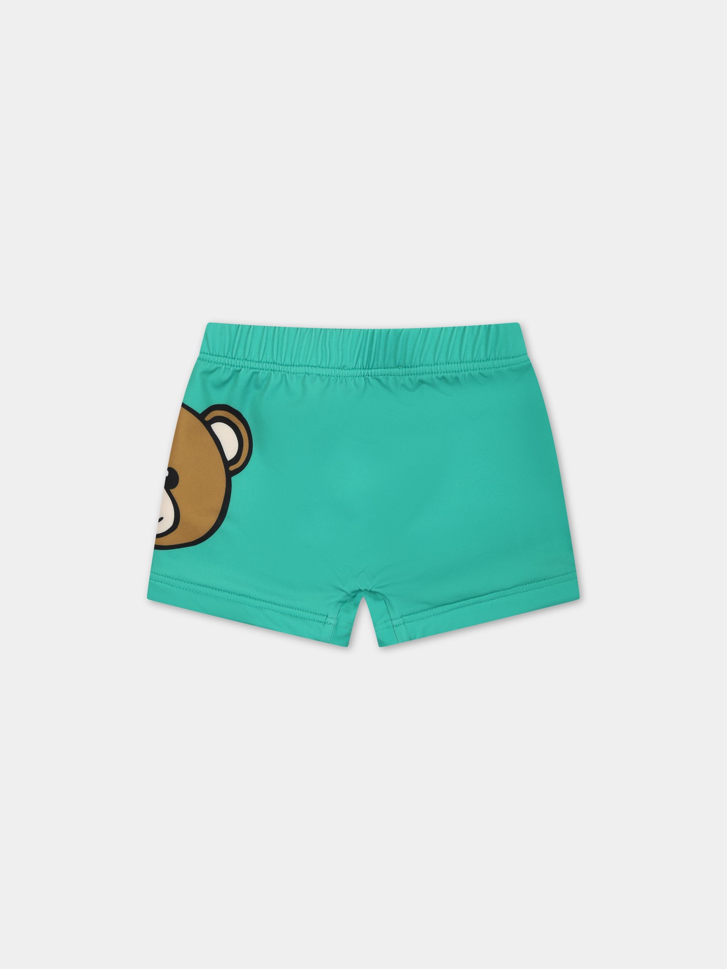 Boxer mare verde per neonato con Teddy Bear e logo,Moschino Kids,MWL006 LKA00 30321