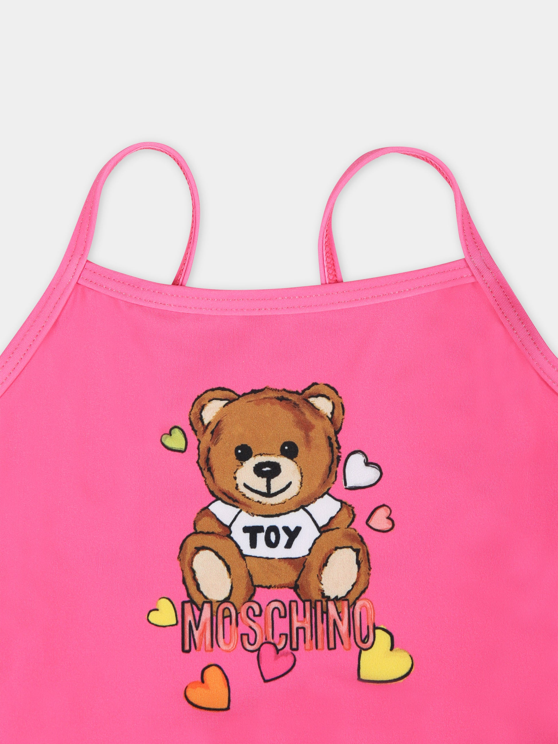 Costume fucsia per neonata con Teddy Bear e logo,Moschino Kids,MDL00N LKA00 50580