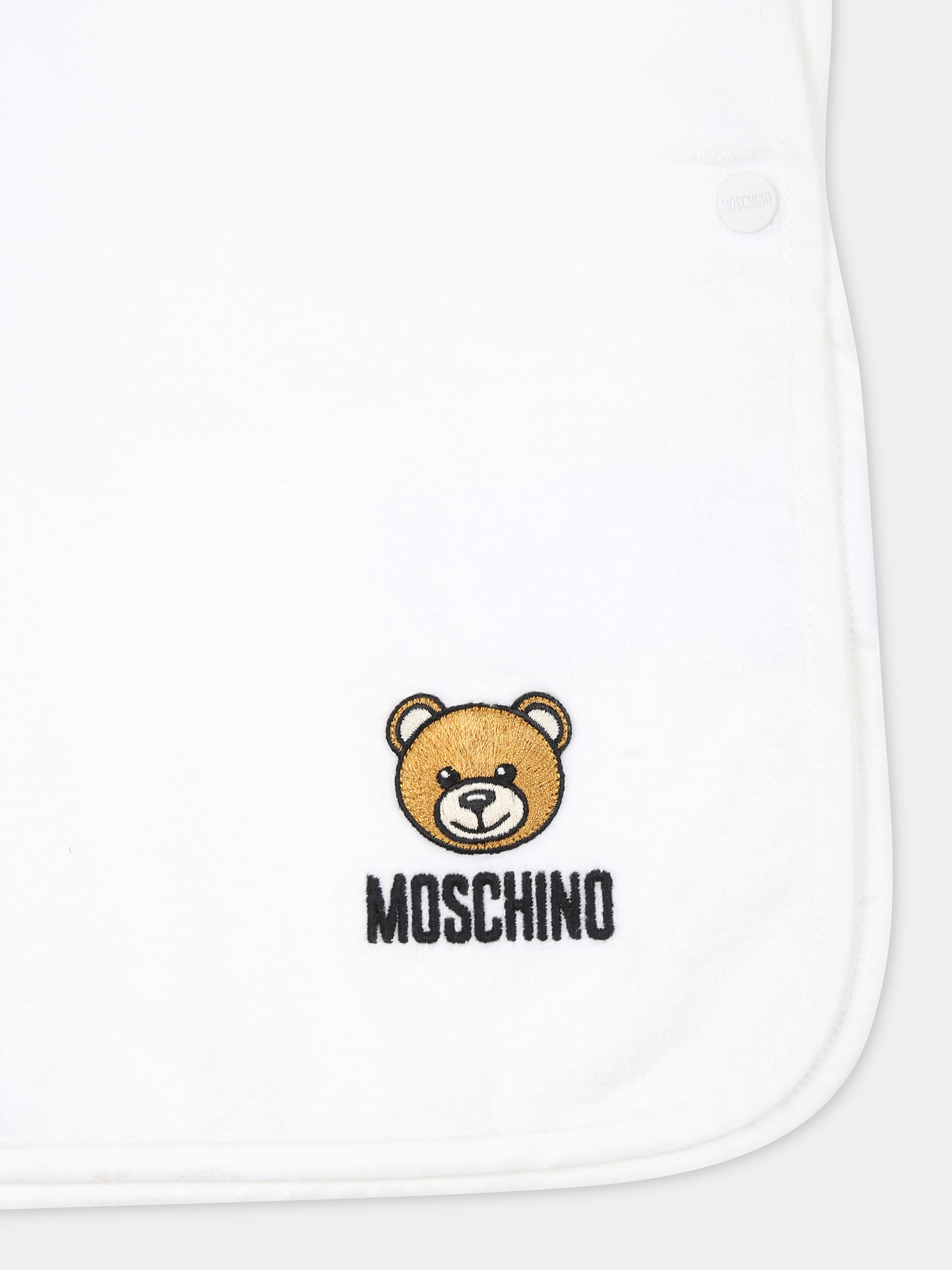 Accappatoio bianco per neonati con Teddy Bear,Moschino Kids,MUX04J LGA15 10101