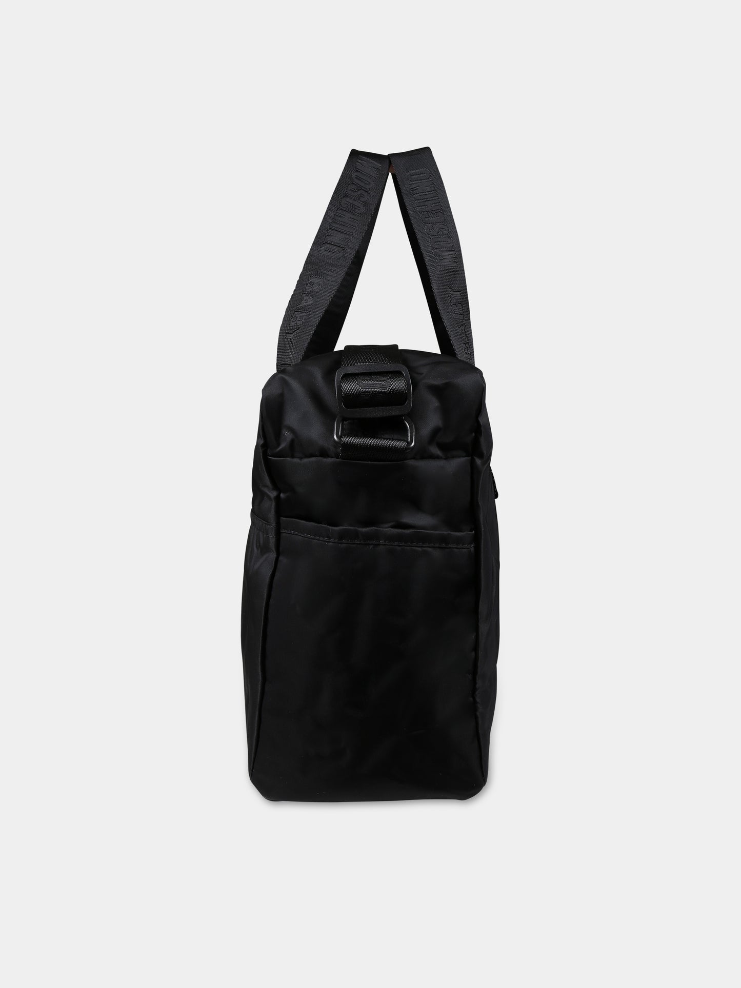 Borsa mamma nera per neonati con Teddy bear e logo,Moschino Kids,MUX04K L3A89 60100