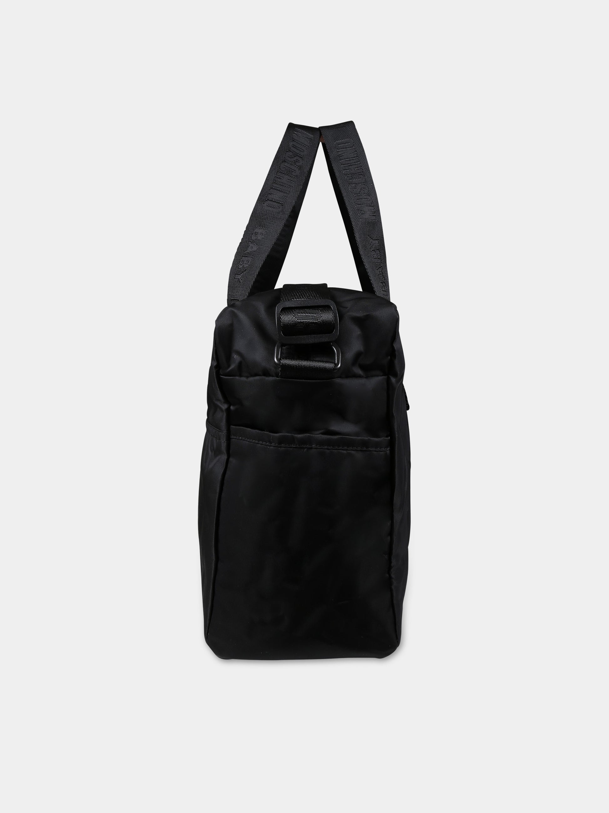 Borsa mamma nera per neonati con Teddy bear e logo,Moschino Kids,MUX04K L3A89 60100