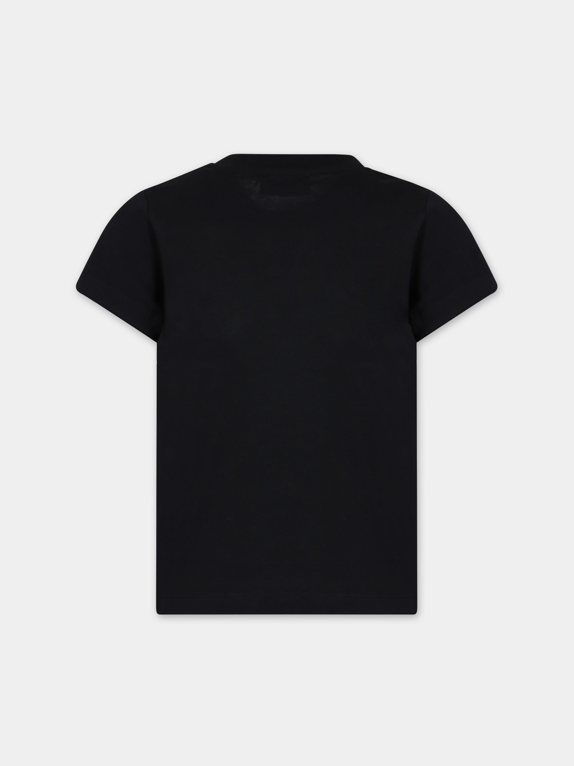 T-shirt nera per bambini con Teddy Bear e logo,Moschino Kids,HUM04K LAA02 60100