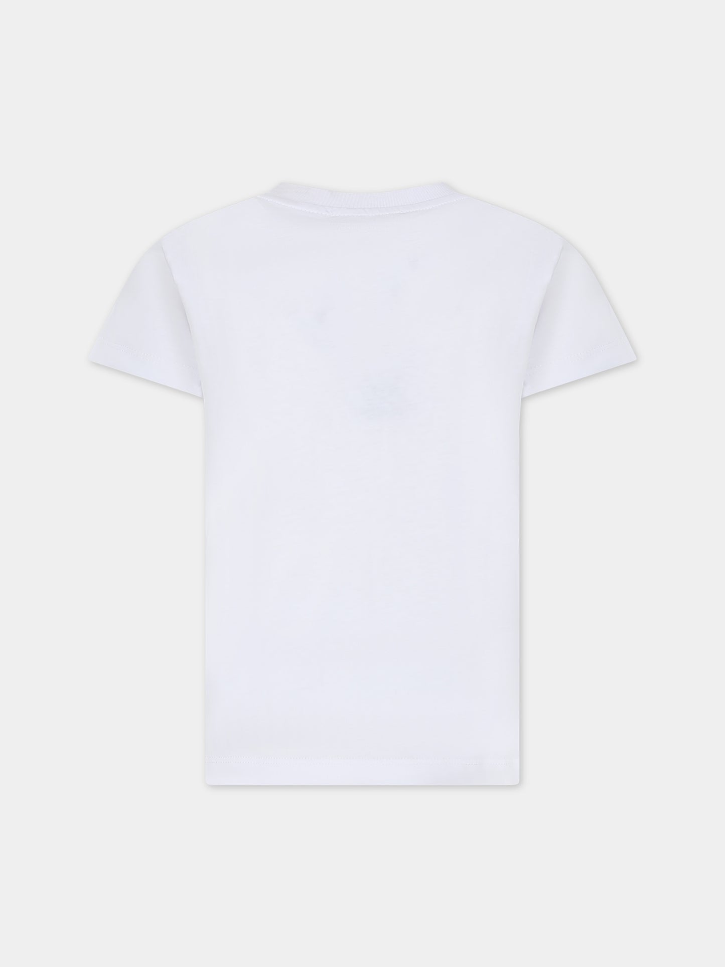 T-shirt bianca per bambini con logo e Teddy Bear,Moschino Kids,HMM04K LAA03 10101