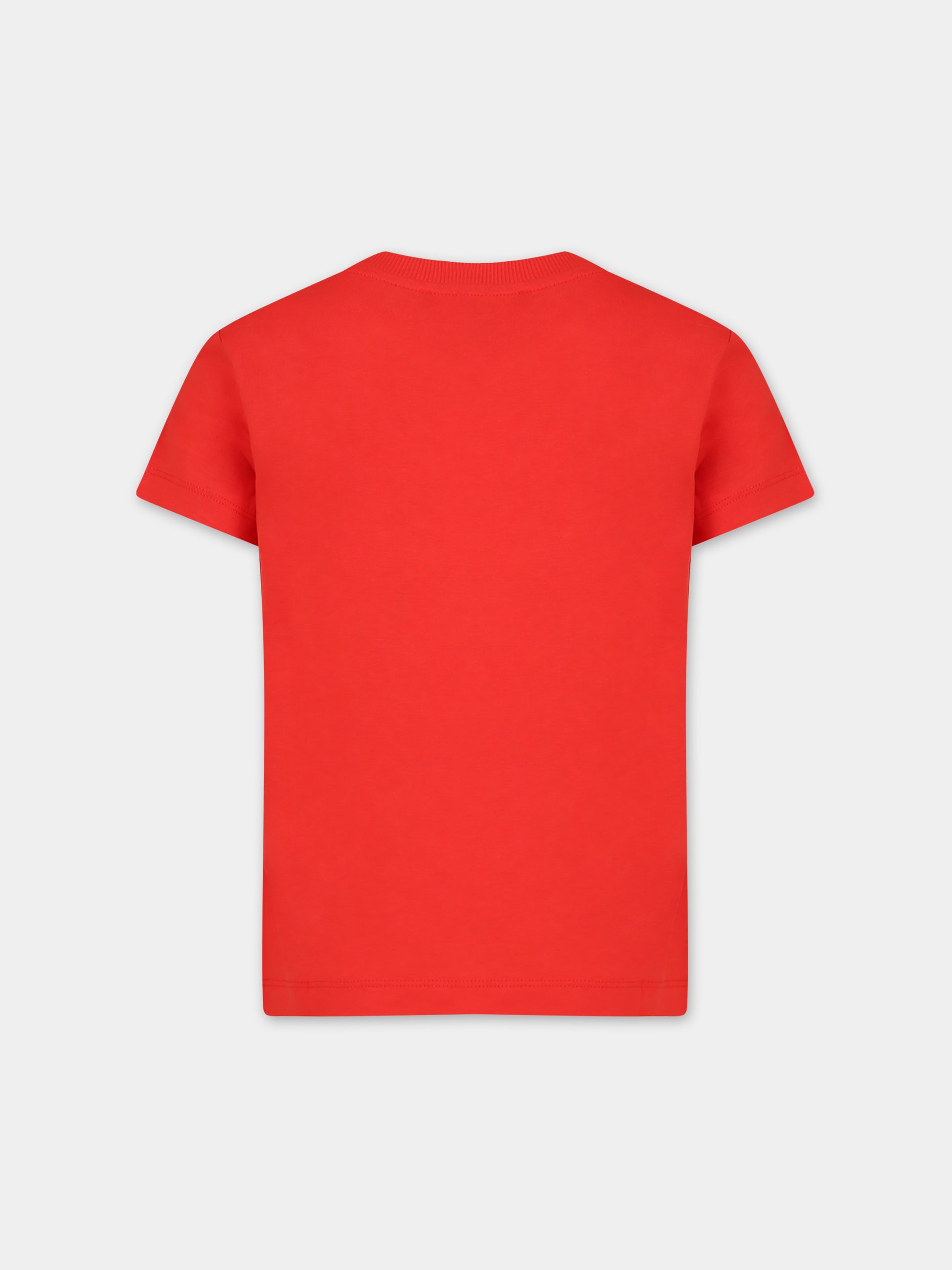 T-shirt rossa per bambini con Teddy Bear e logo,Moschino Kids,HUM04K LAA02 50109