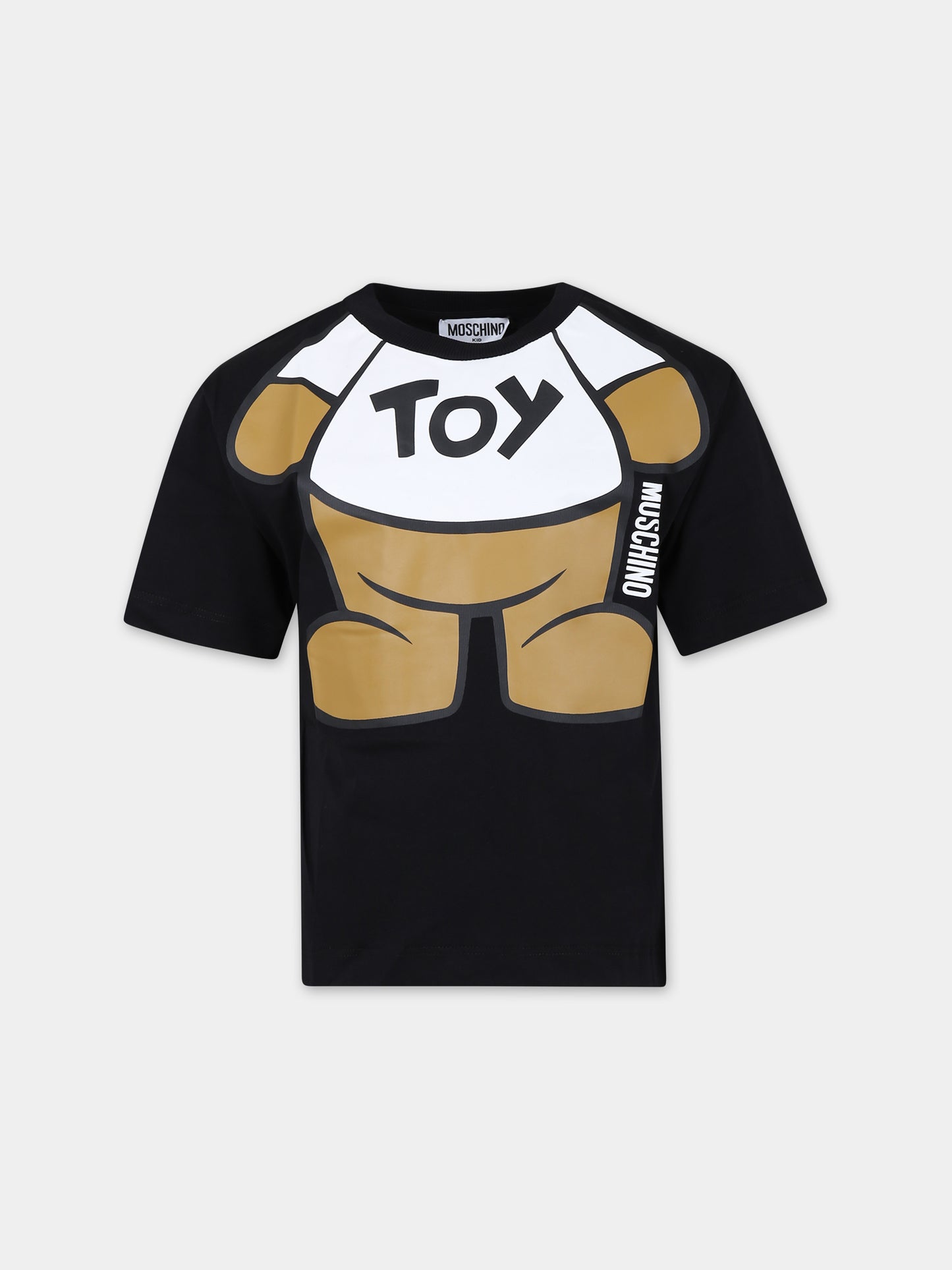T-shirt nera per bambino con Teddy Bear,Moschino Kids,HXM03R LAA33 60100
