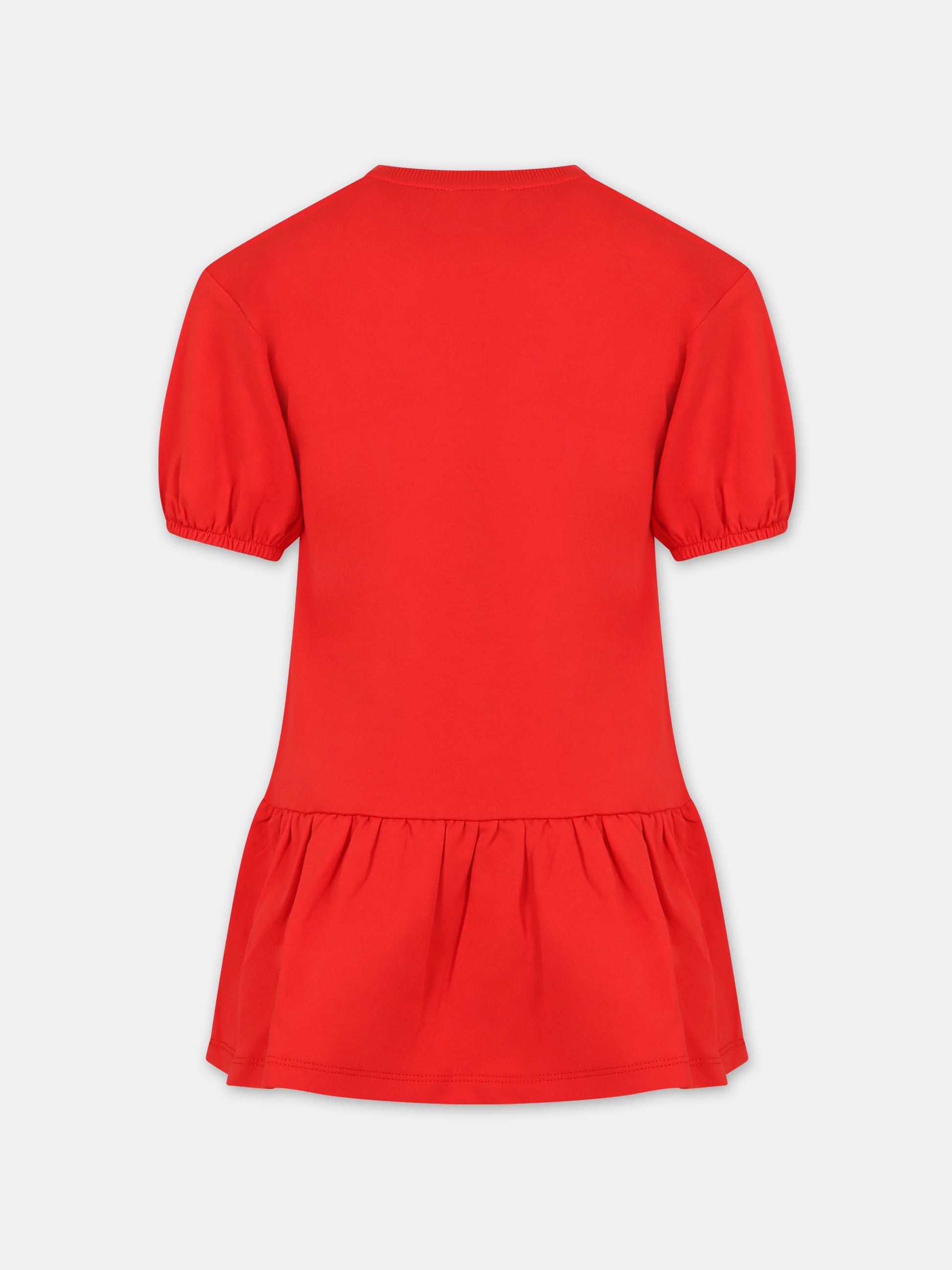 Vestito rosso per bambina con Teddy Bear e logo,Moschino Kids,HAV0CQ LDA25 50109