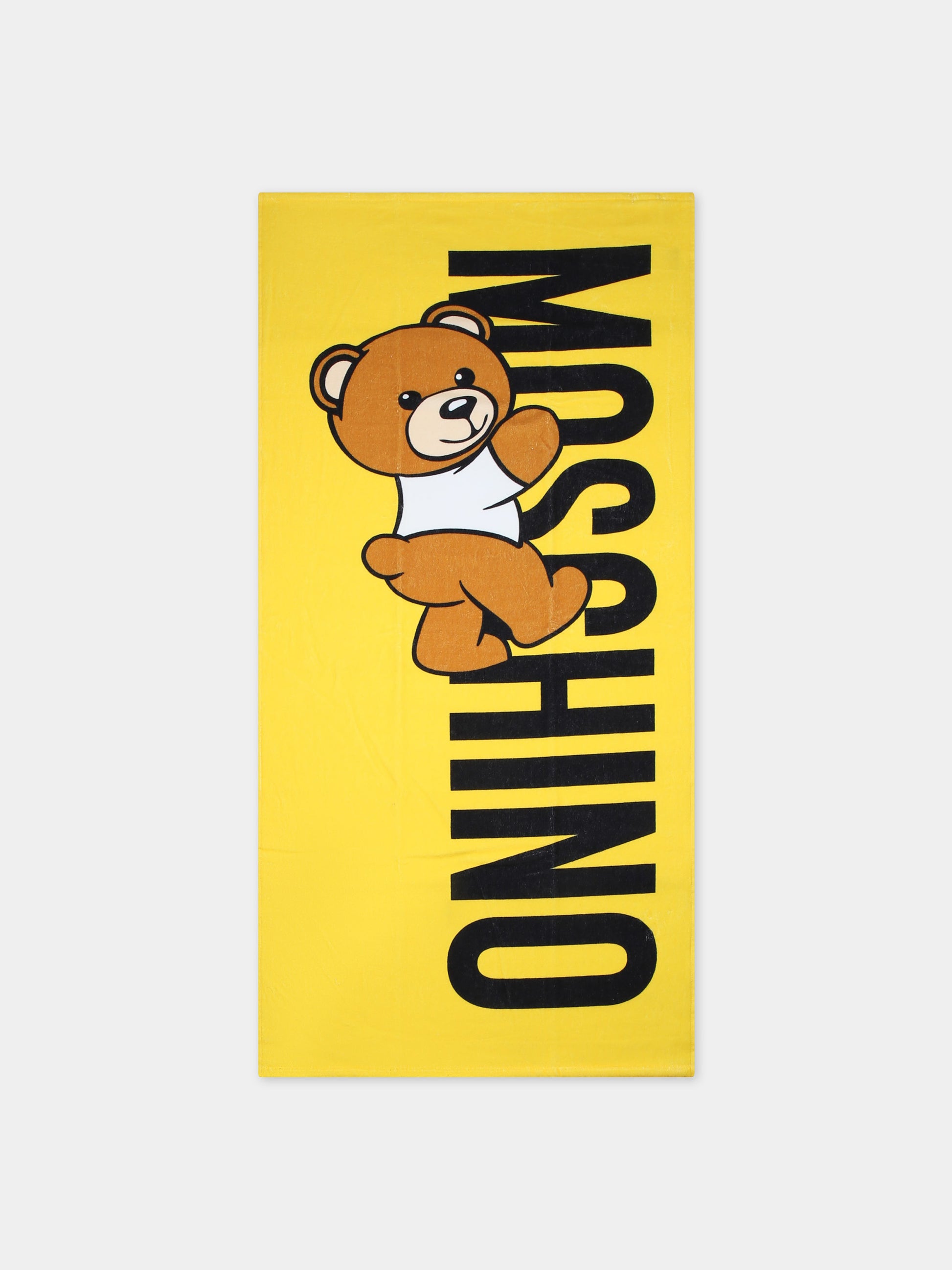 Telo mare giallo per bambini con Teddy Bear e logo,Moschino Kids,HPX01B LGA15 50162