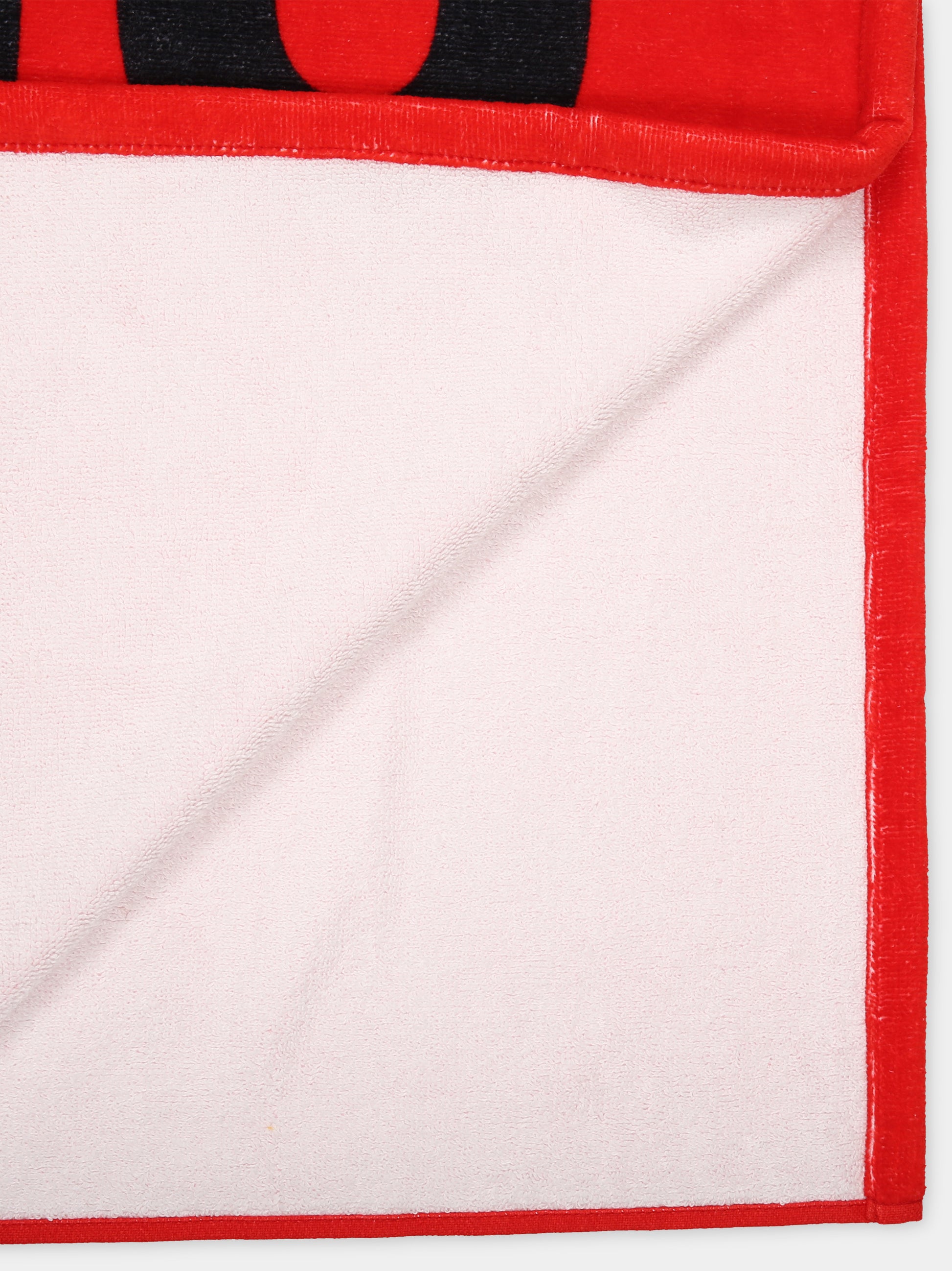 Telo mare rosso per bambini con Teddy Bear e logo,Moschino Kids,HPX01B LGA15 50109