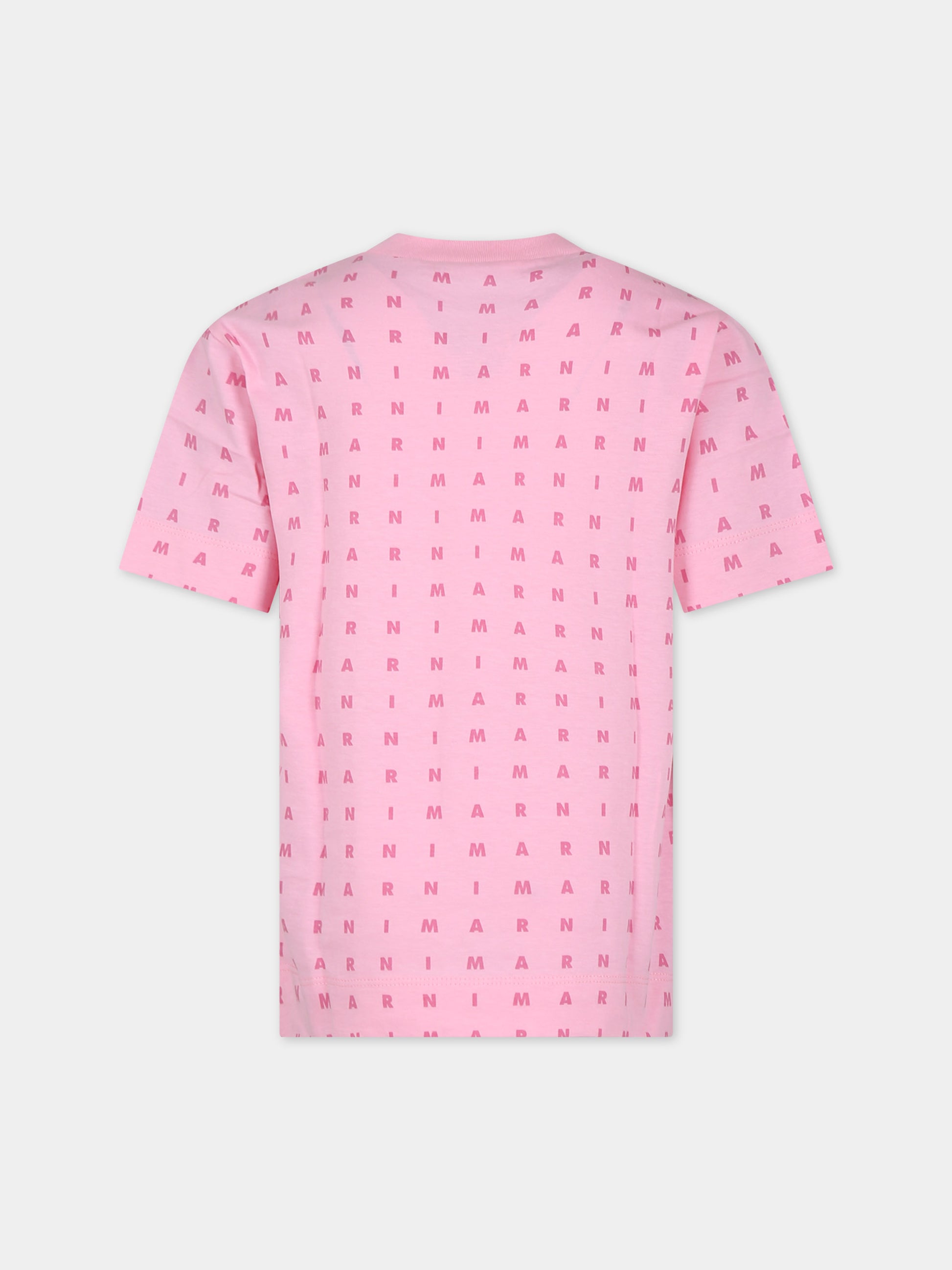 T-shirt rosa per bambina con logo,Marni Kids,M01095 M00S5 MT169U 0M340