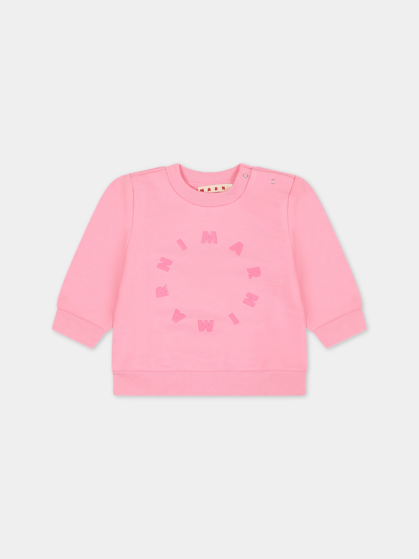 Felpa rosa per neonata con logo,Marni Kids,M01137 M00NF MS44B 0M340