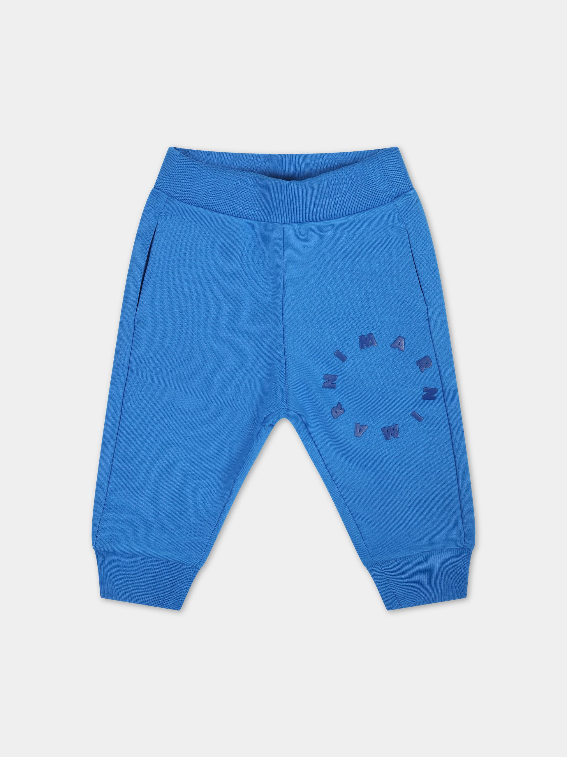 Pantaloni azzurri per neonato con logo,Marni Kids,M01135 M00NF MP57B 0M846