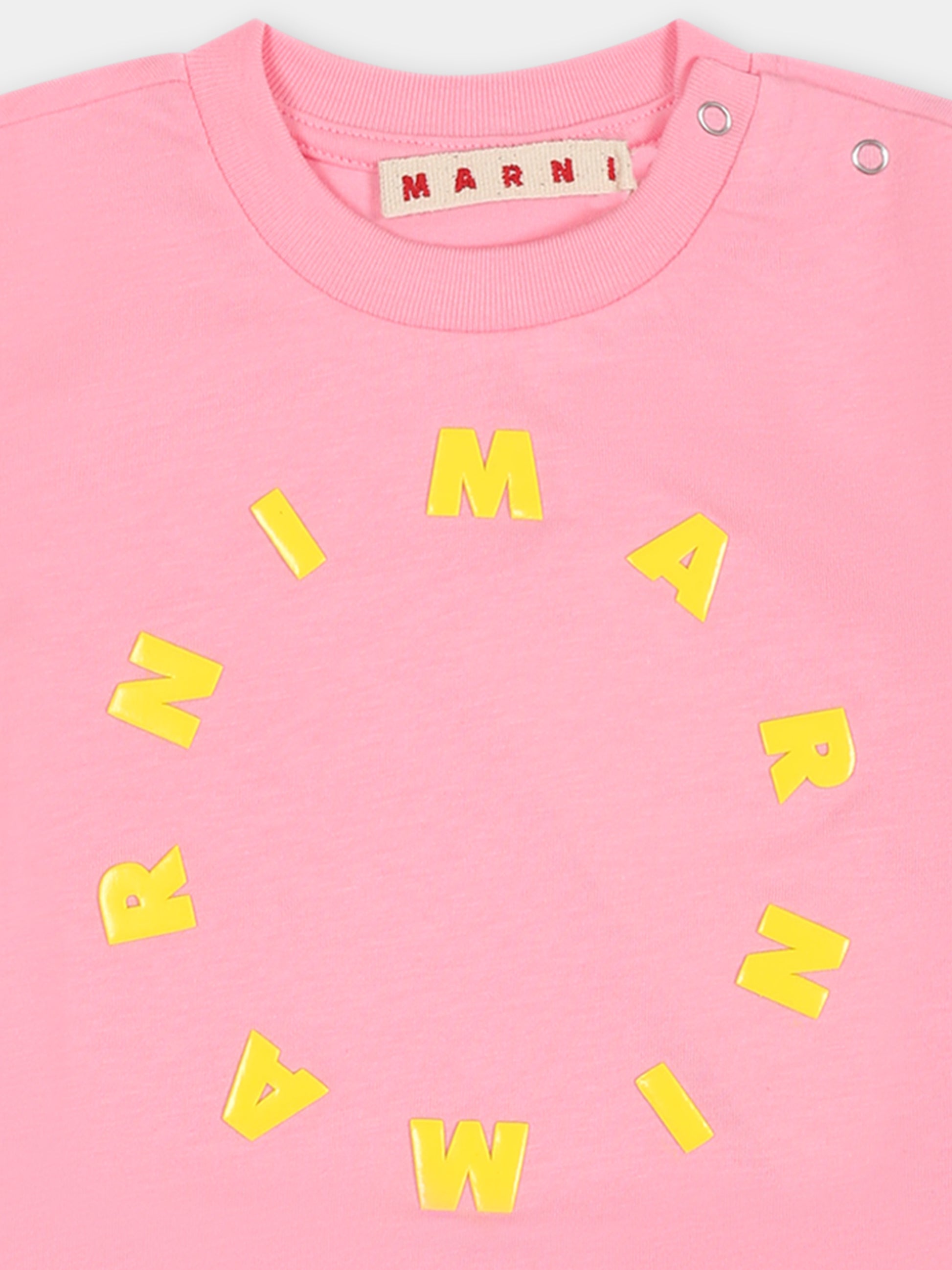 T-shirt rosa per neonata con logo,Marni Kids,M01141 M00L9 MT71B 0M340