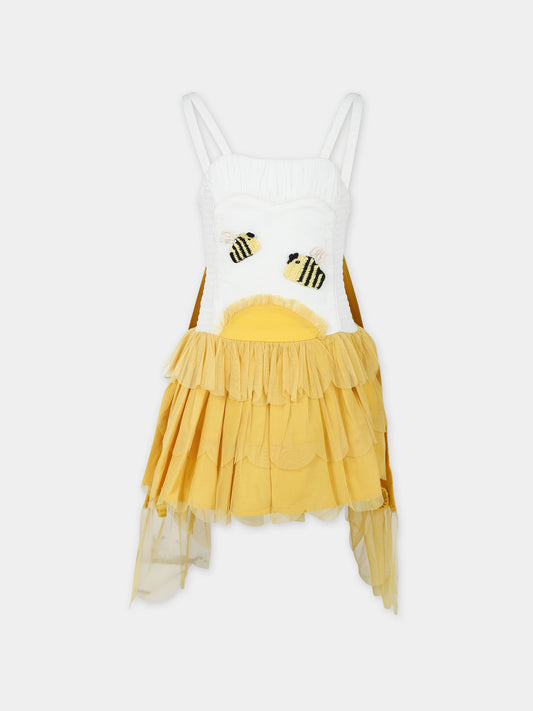 Vestito giallo per bambina con api,Stella Mccartney Kids,TU1C22 Z1119 230