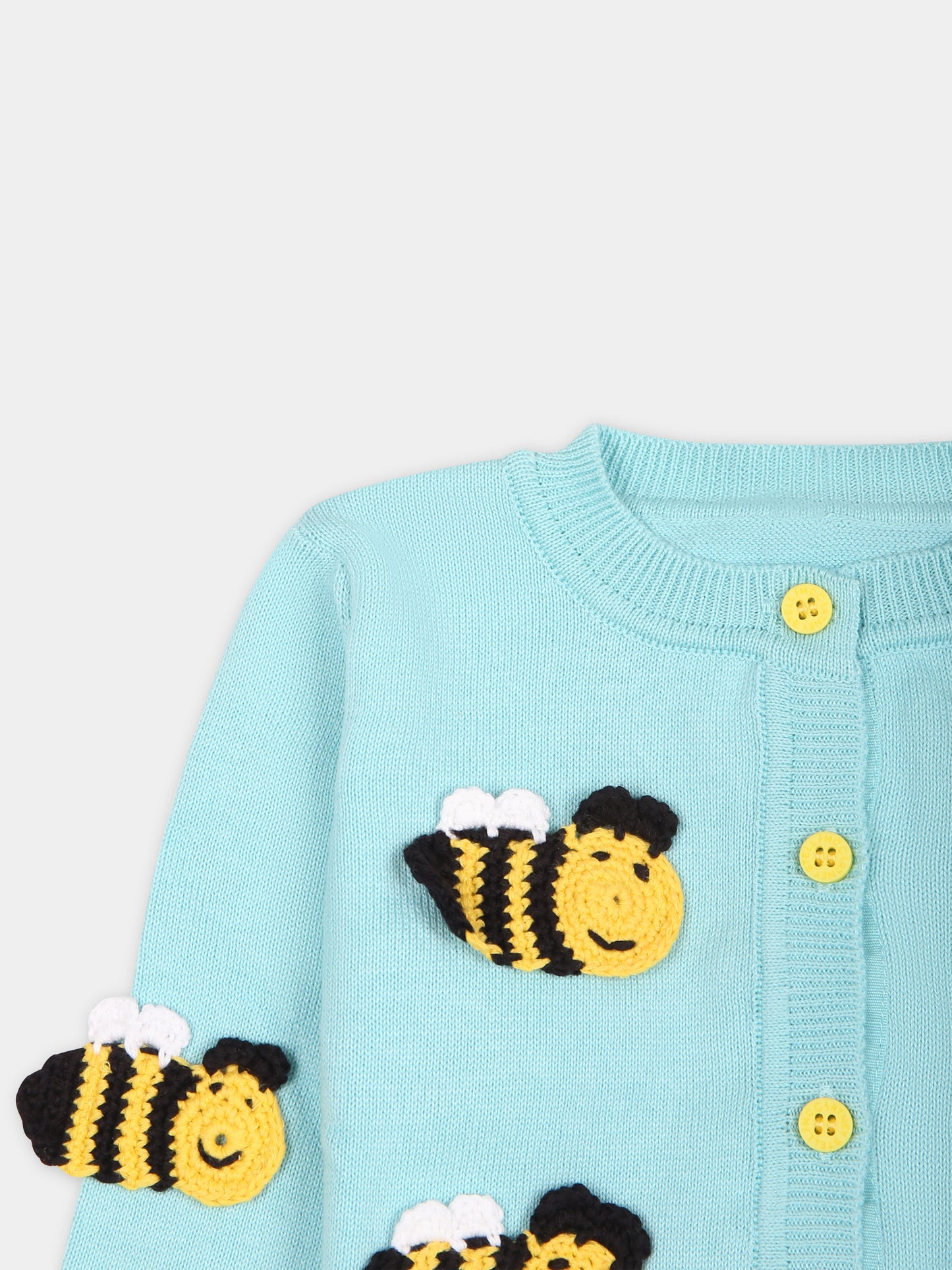 Cardigan celeste per neonata con api,Stella Mccartney Kids,TU9040 Z1881 683