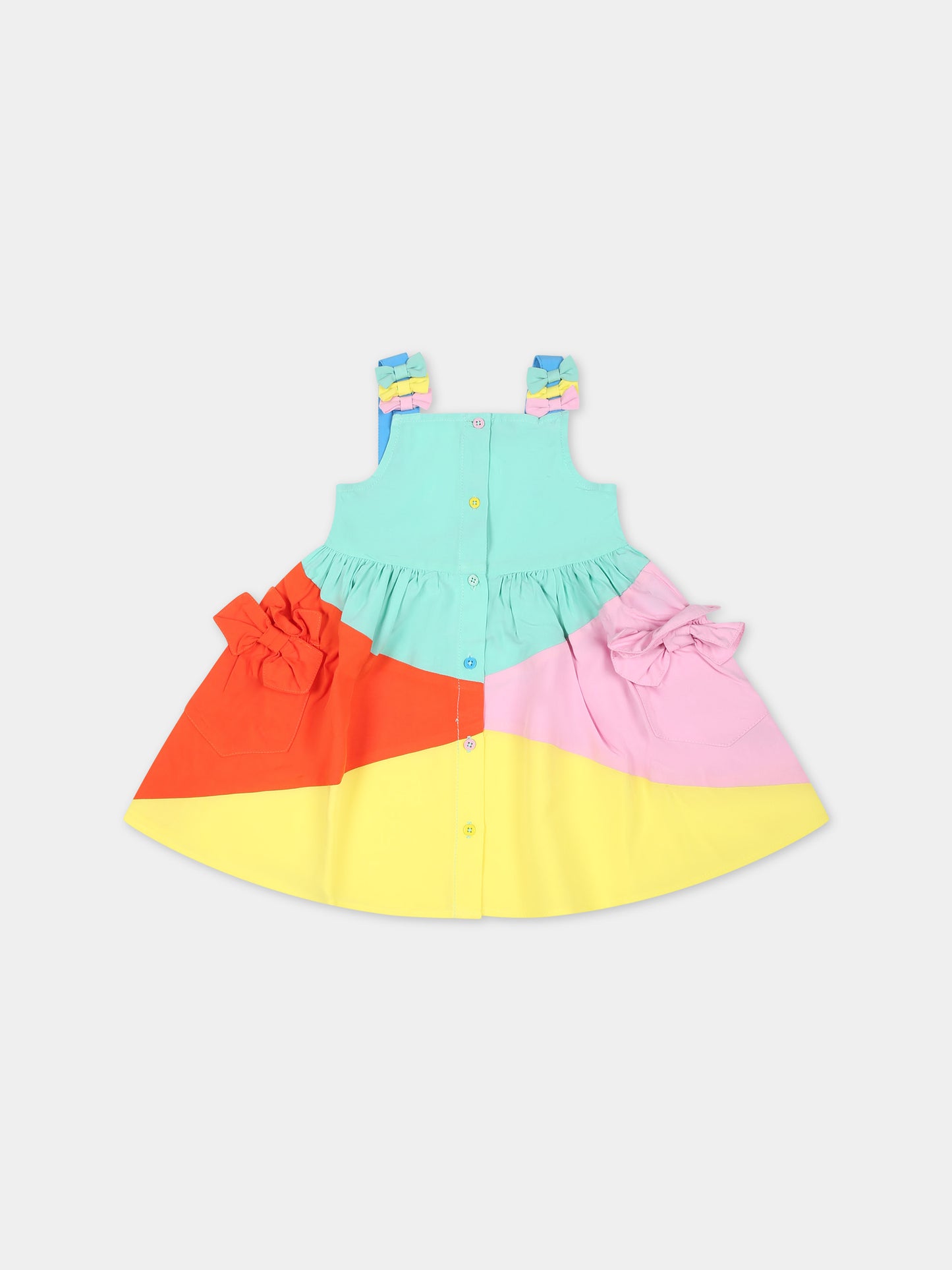 Vestito verde per neonata con fiocchi,Stella Mccartney Kids,TU1122 Z0491 999