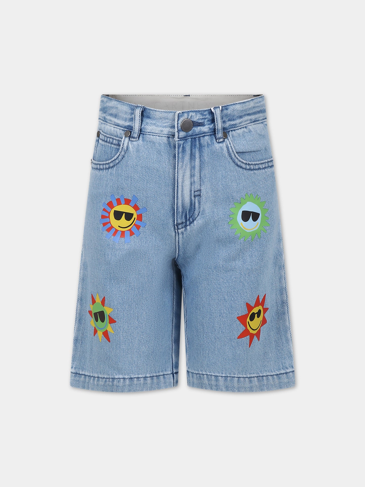 Shorts in denim per bambino con sole multicolor,Stella Mccartney Kids,TU6R49 Z0746 601