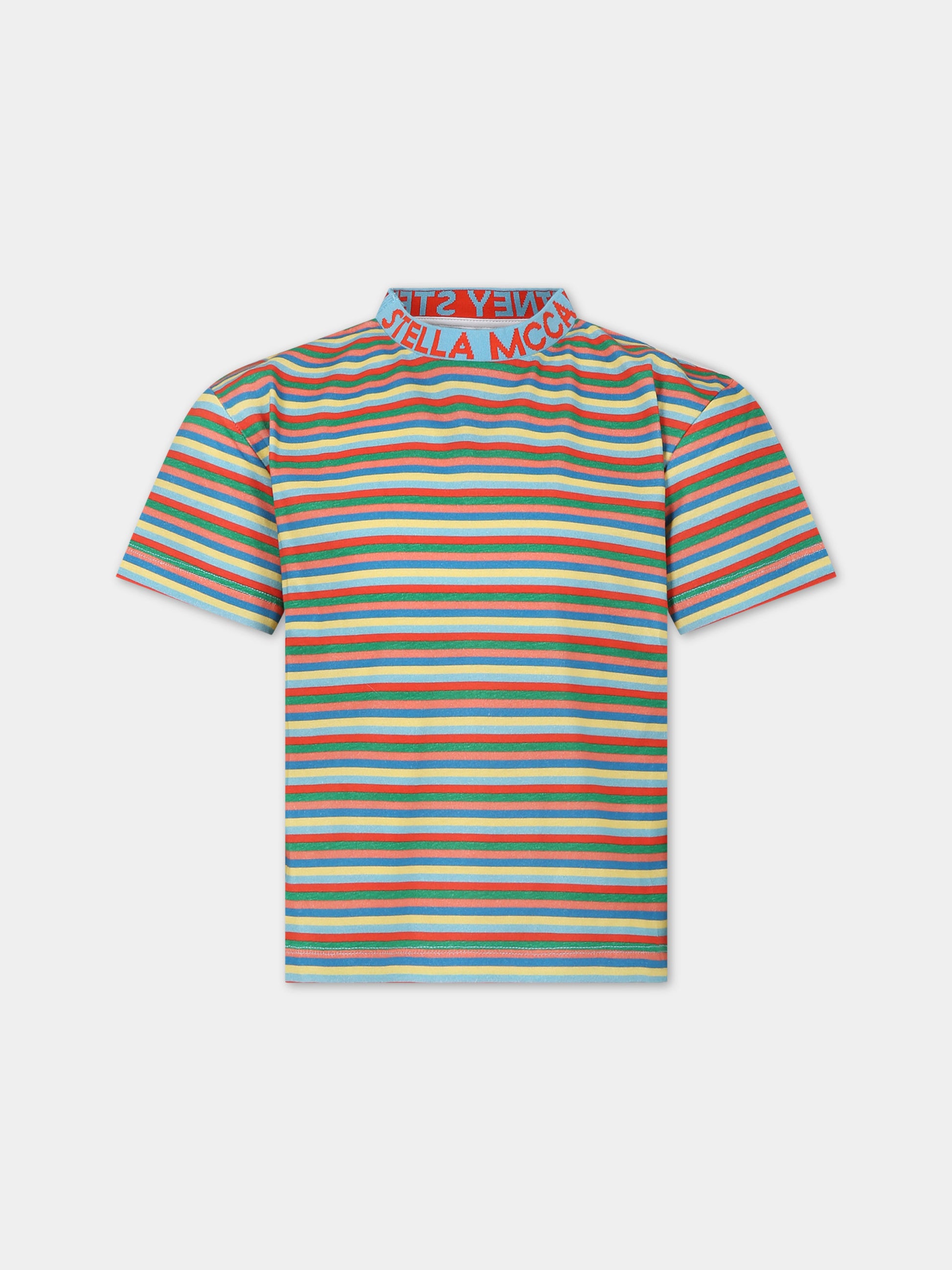 T-shirt multicolor per bambini con logo,Stella Mccartney Kids,TU8P91 Z1739 999MC