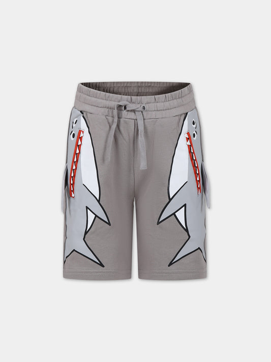 Shorts grigi per bambino con squali,Stella Mccartney Kids,TU6P59 Z0499 909