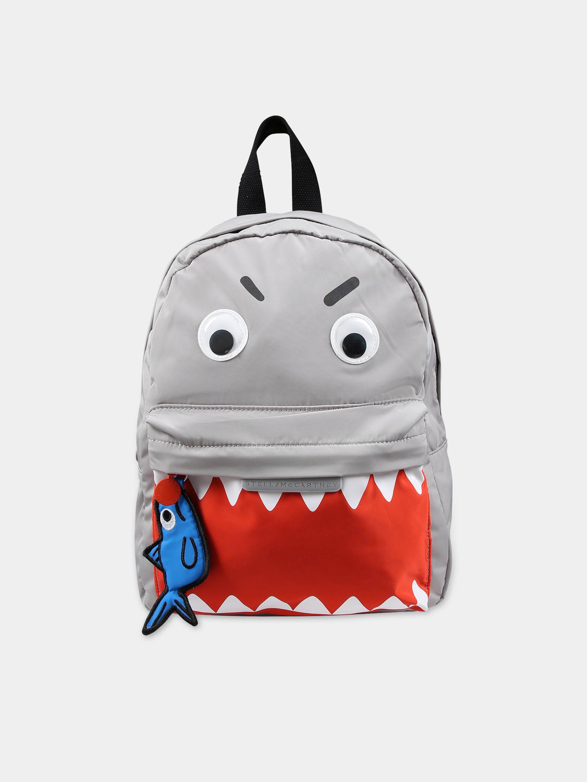 Zaino grigio per bambino con squalo,Stella Mccartney Kids,TU0P28 Z0537 909