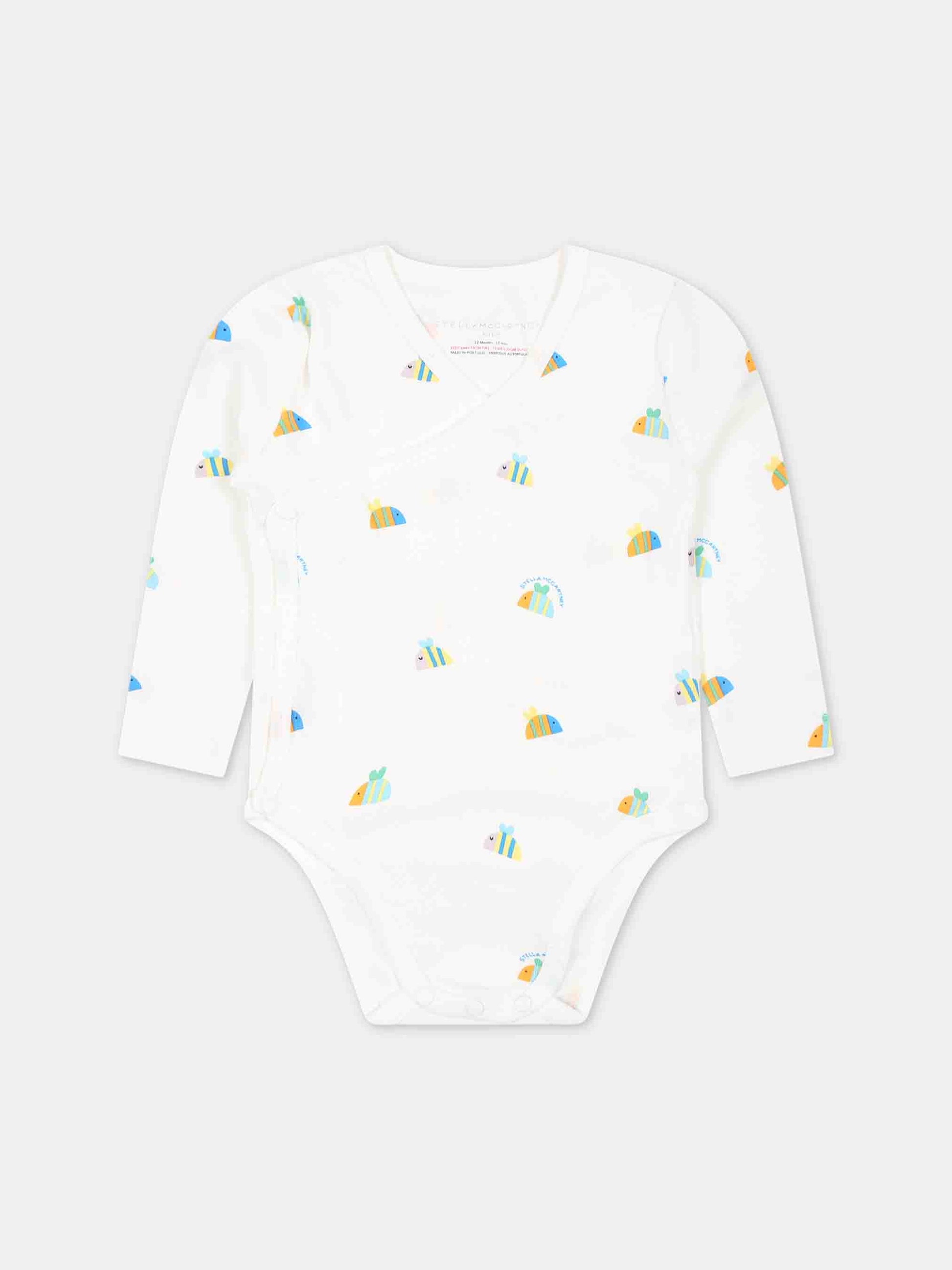 Set bianco per neonati con api e logo,Stella Mccartney Kids,TUB569 Z1787 101MC