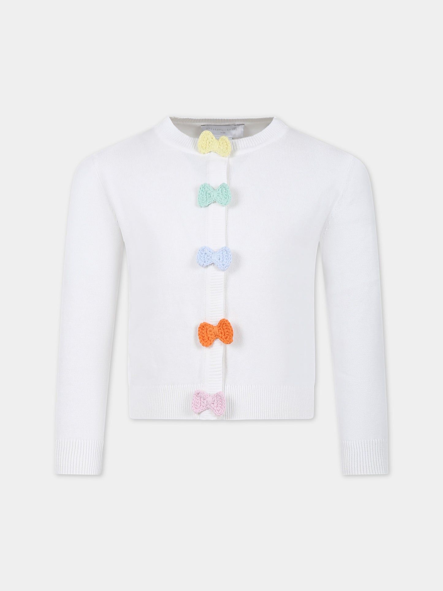 Cardigan bianco per bambina con fiocchi multicolor,Stella Mccartney Kids,TU9A00 Z1841 101