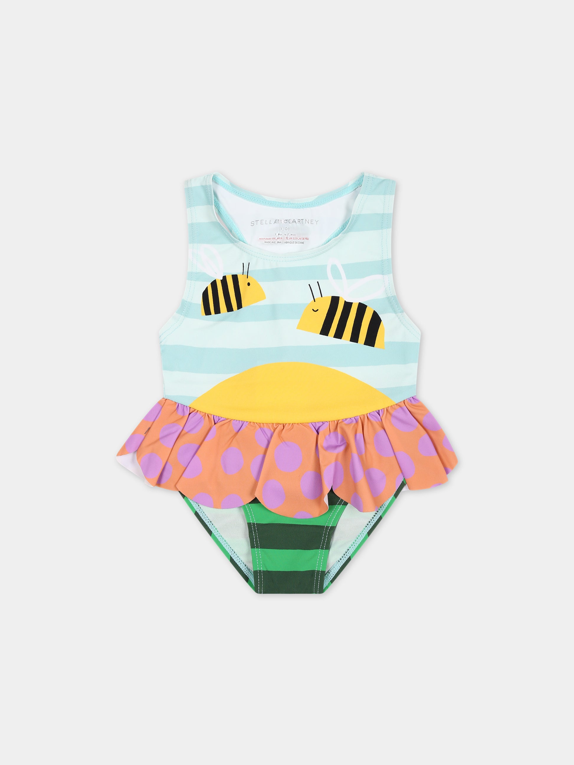 Costume celeste per neonata con api,Stella Mccartney Kids,TUC039 Z1652 999MC